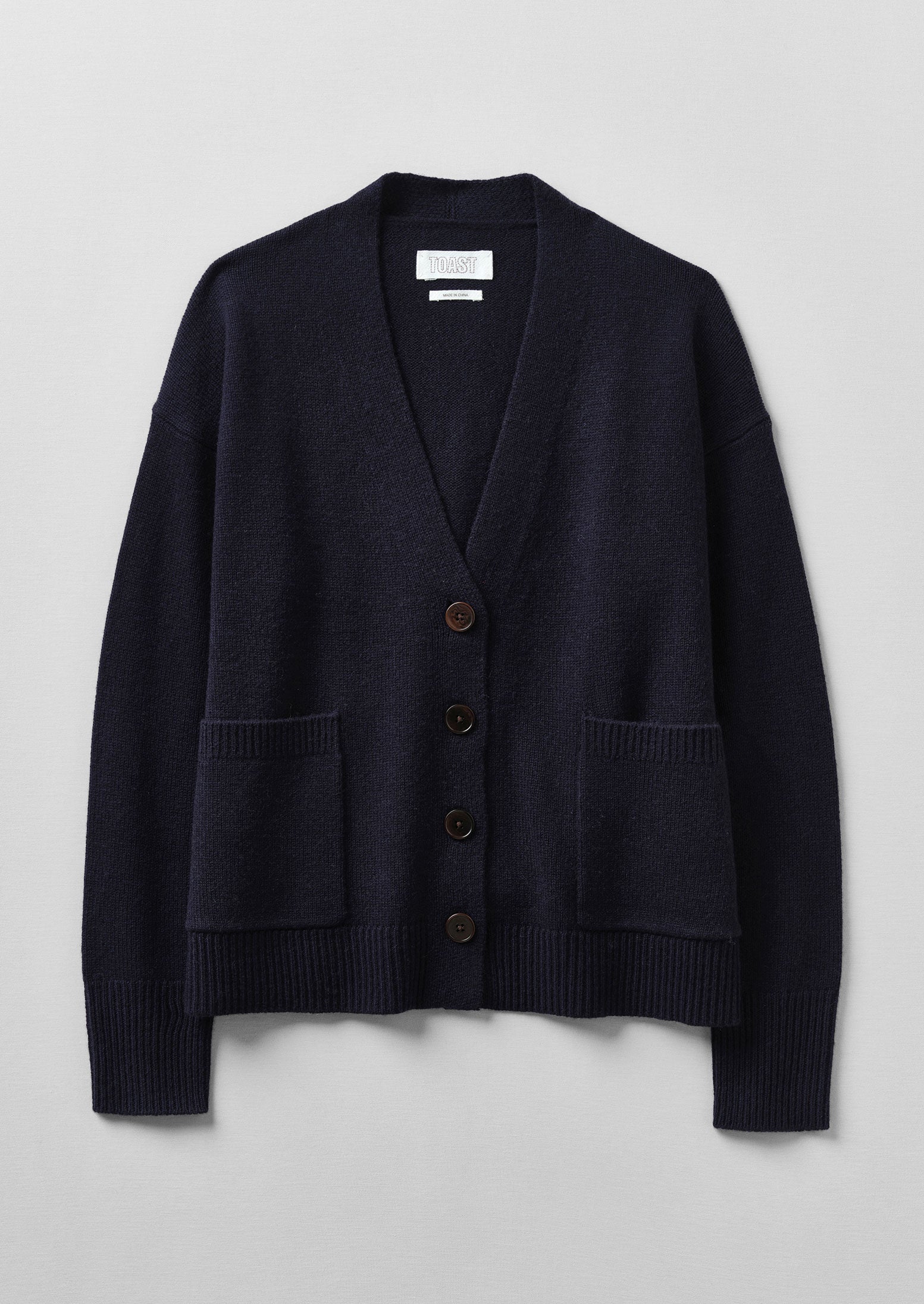 Ffion Wool Cashmere Boxy Cardigan | Darkest Navy