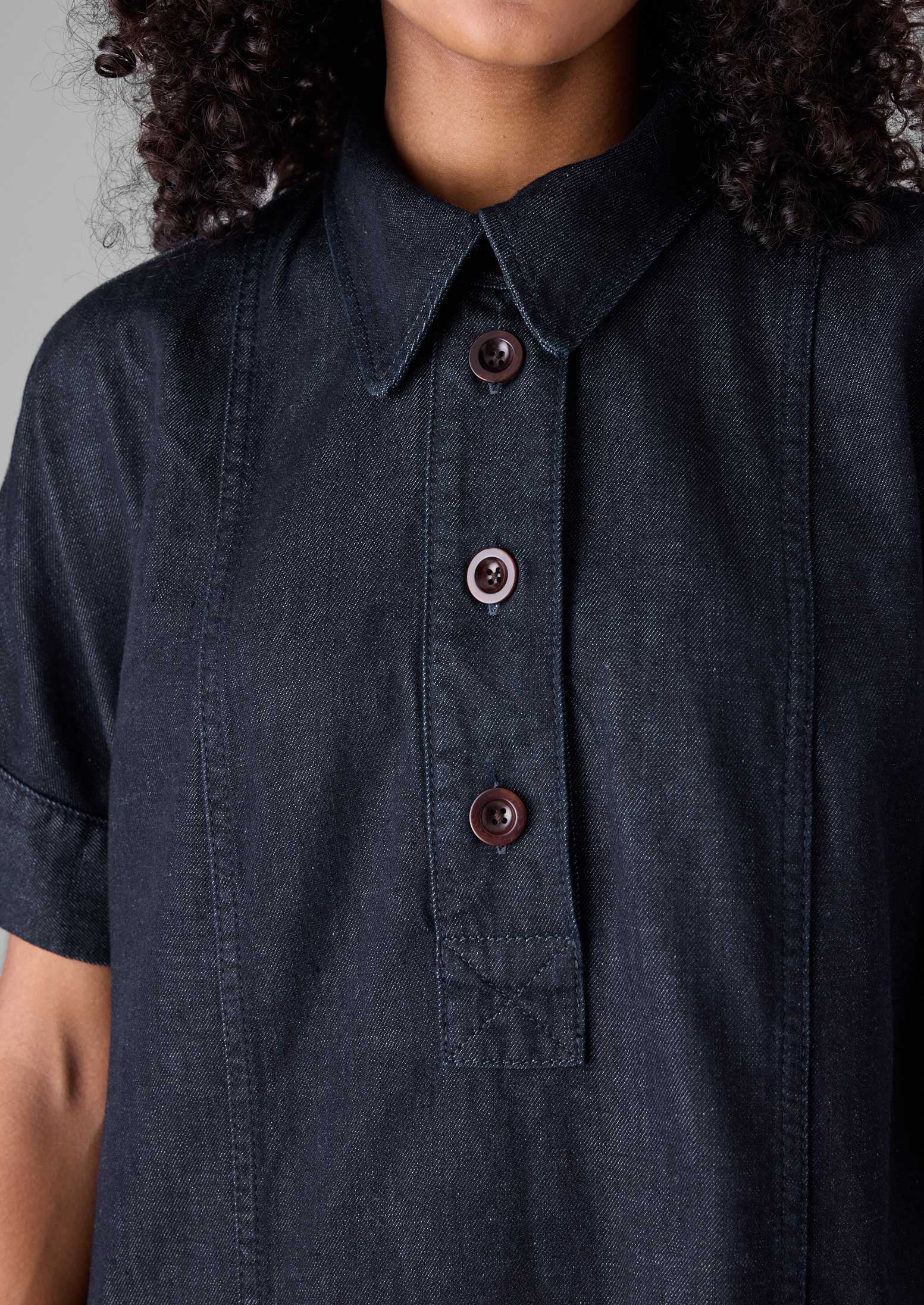 Cotton Denim Tunic Dress | Indigo