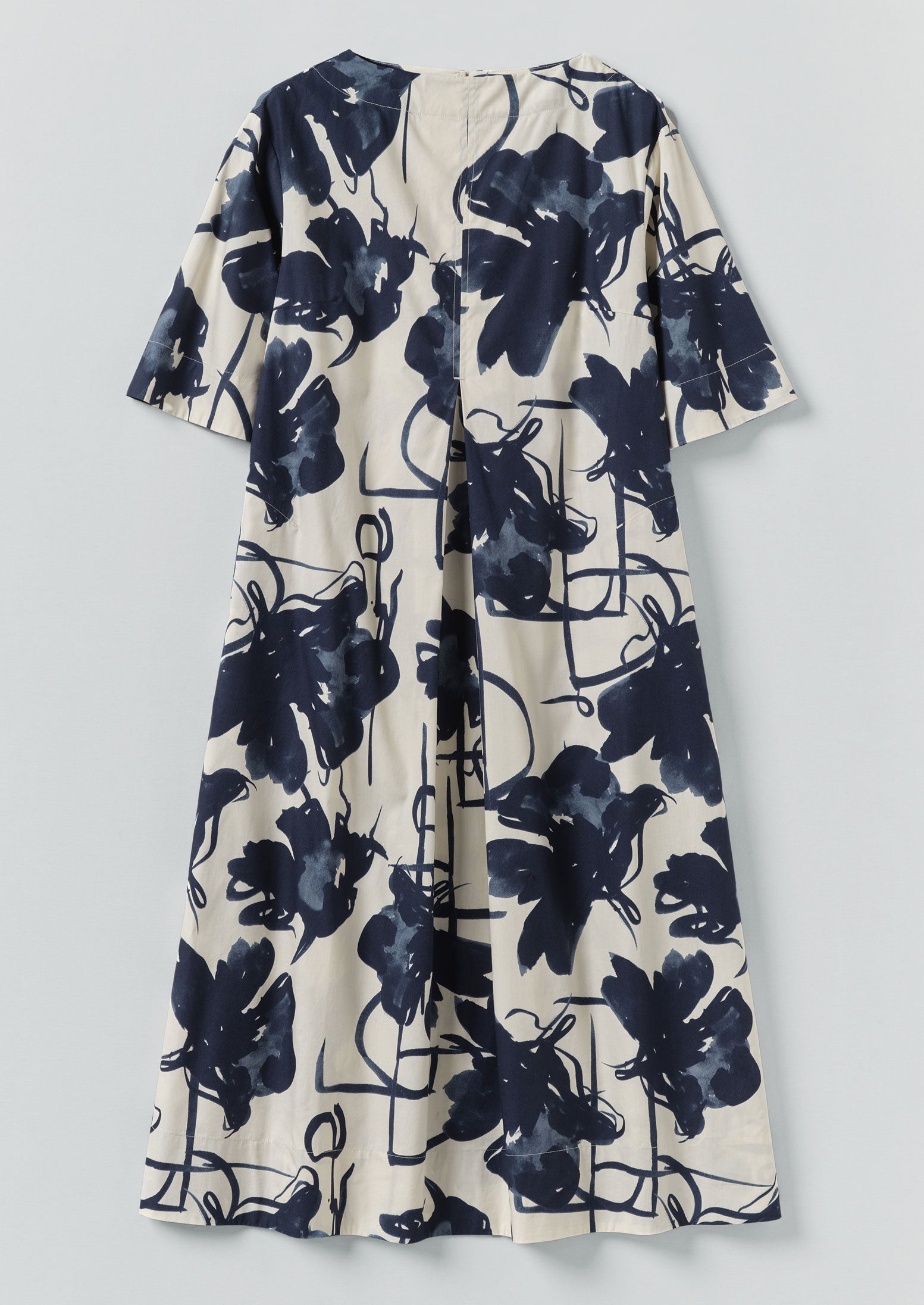 Pen And Ink Print Cotton Dress | Ink Blue