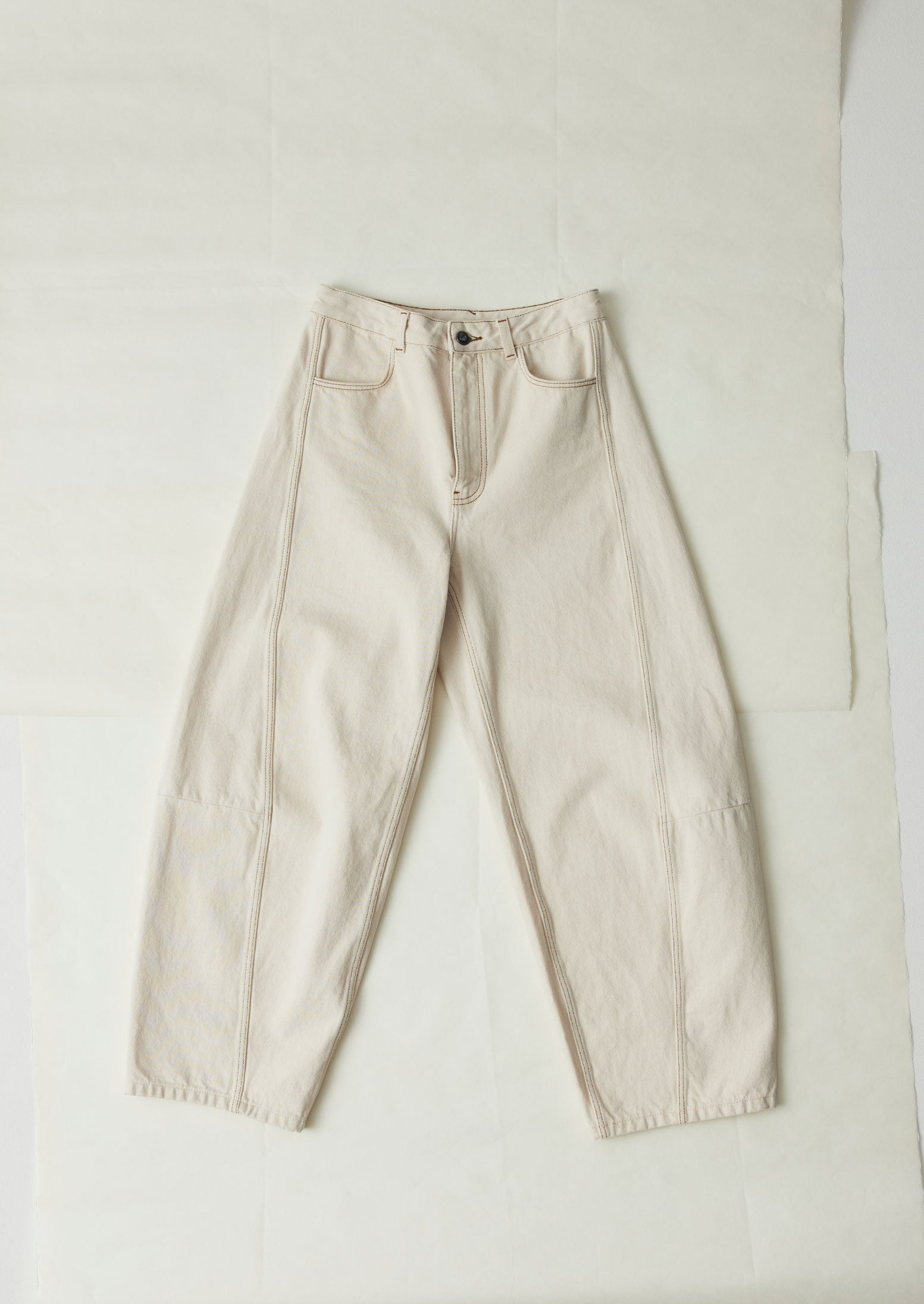 Sculptural Seamed Denim Pants | Ecru