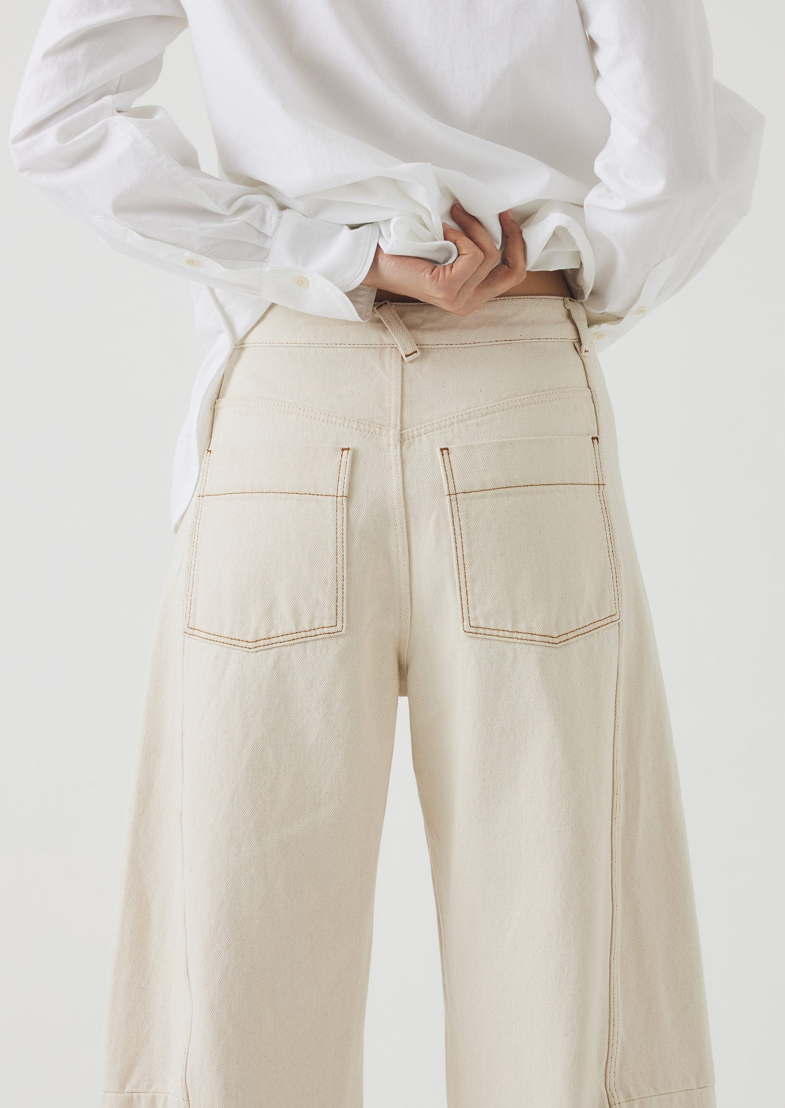 Sculptural Seamed Denim Pants | Ecru