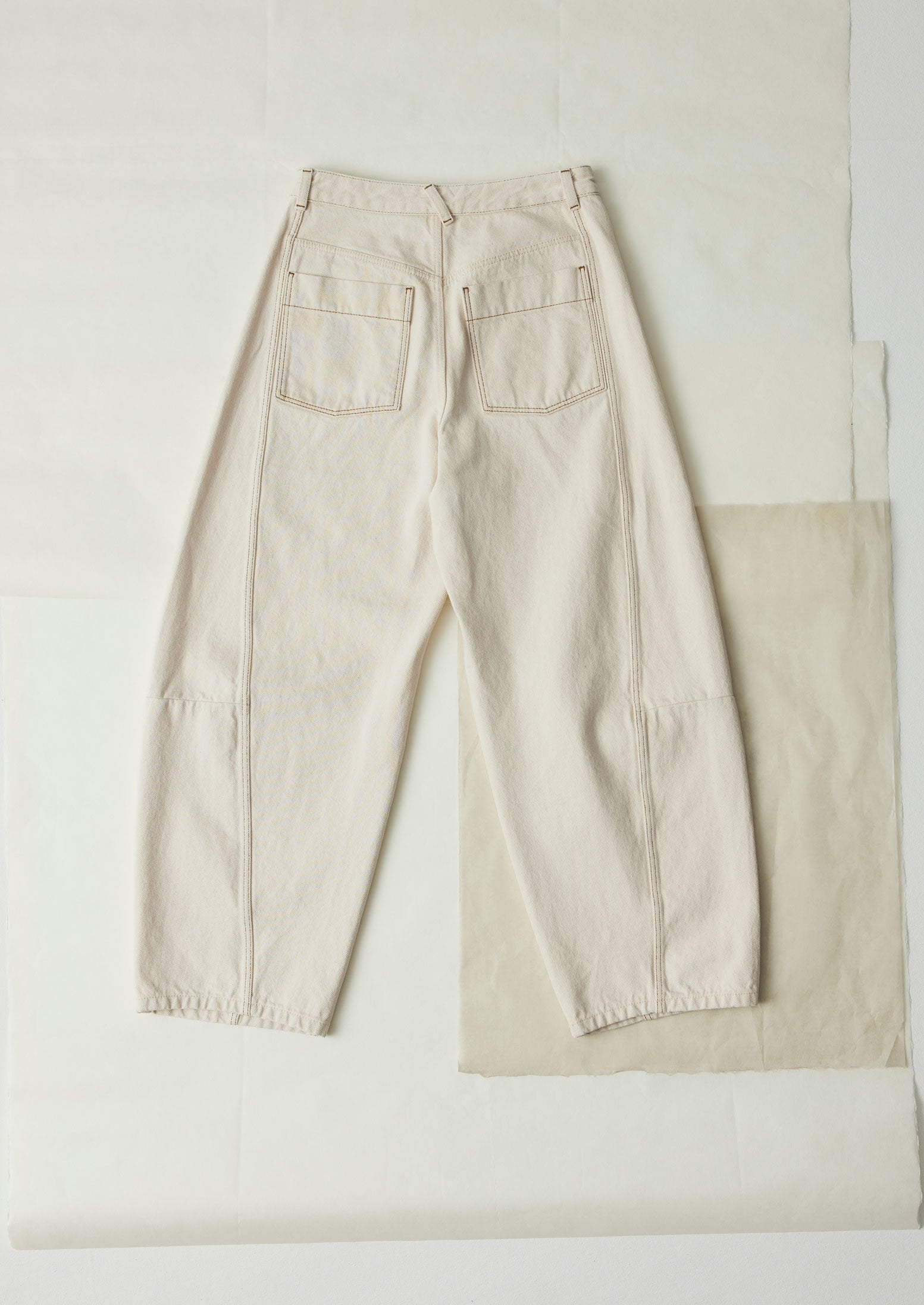 Sculptural Seamed Denim Pants | Ecru