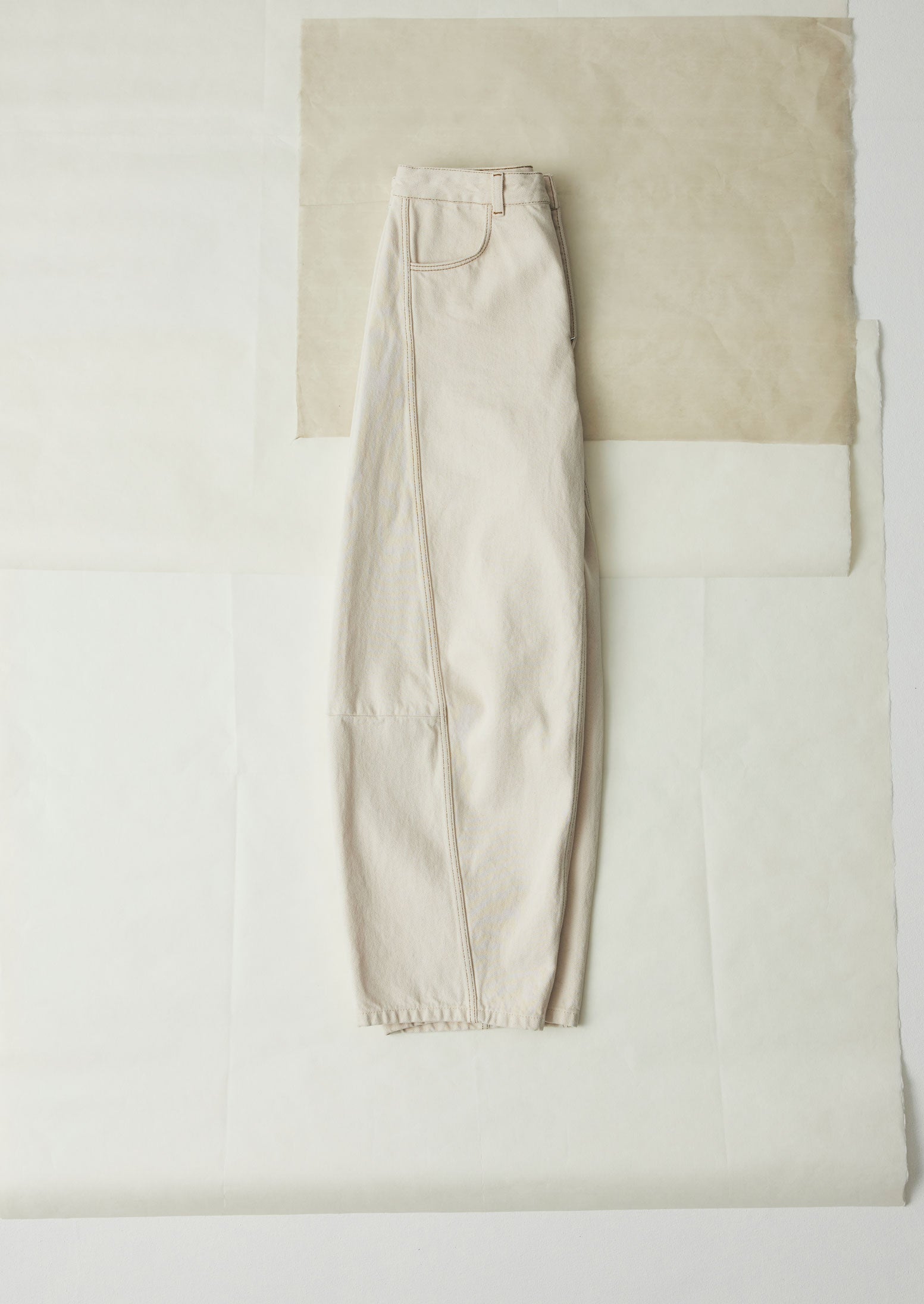 Sculptural Seamed Denim Pants | Ecru