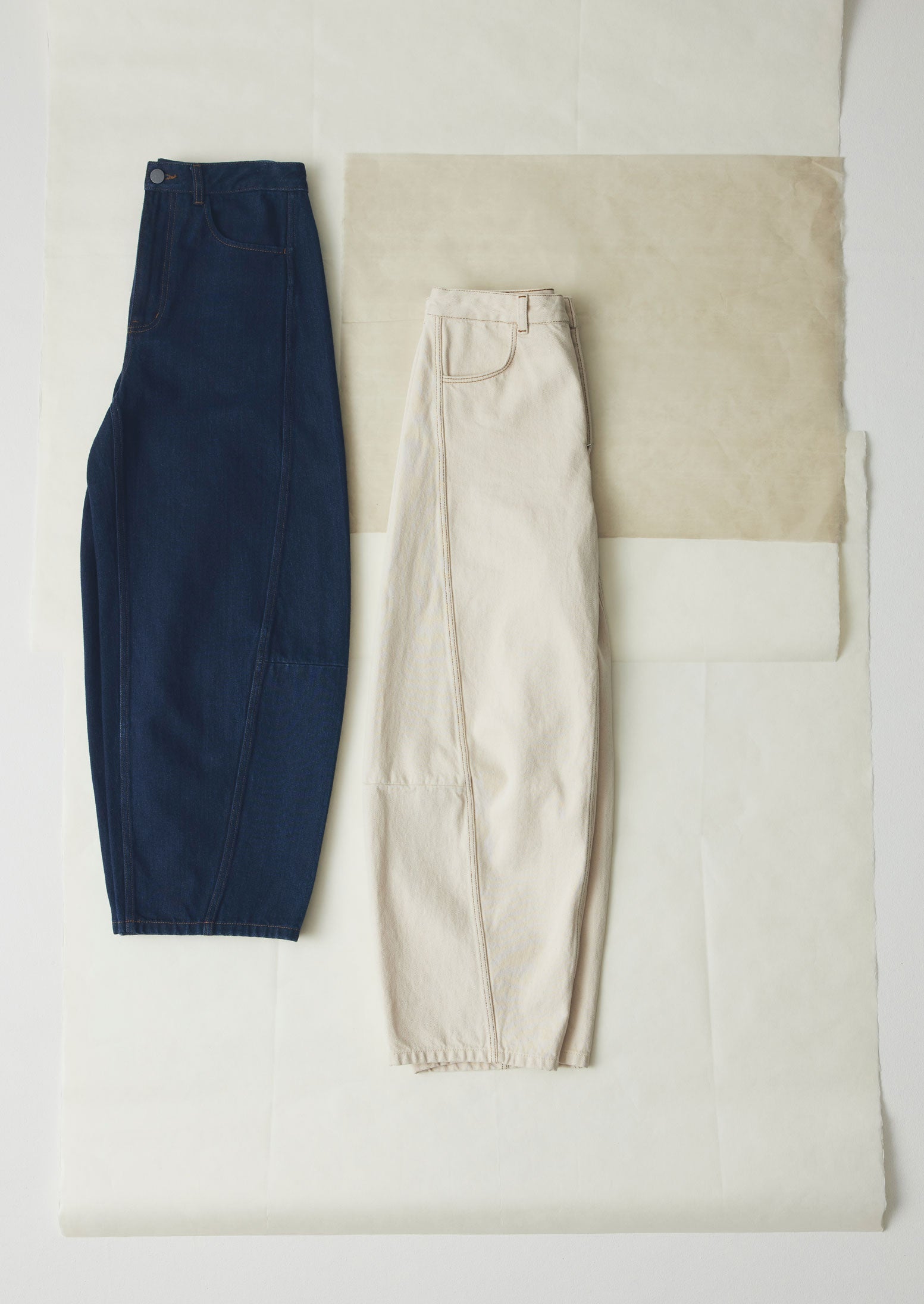 Sculptural Seamed Denim Pants | Ecru