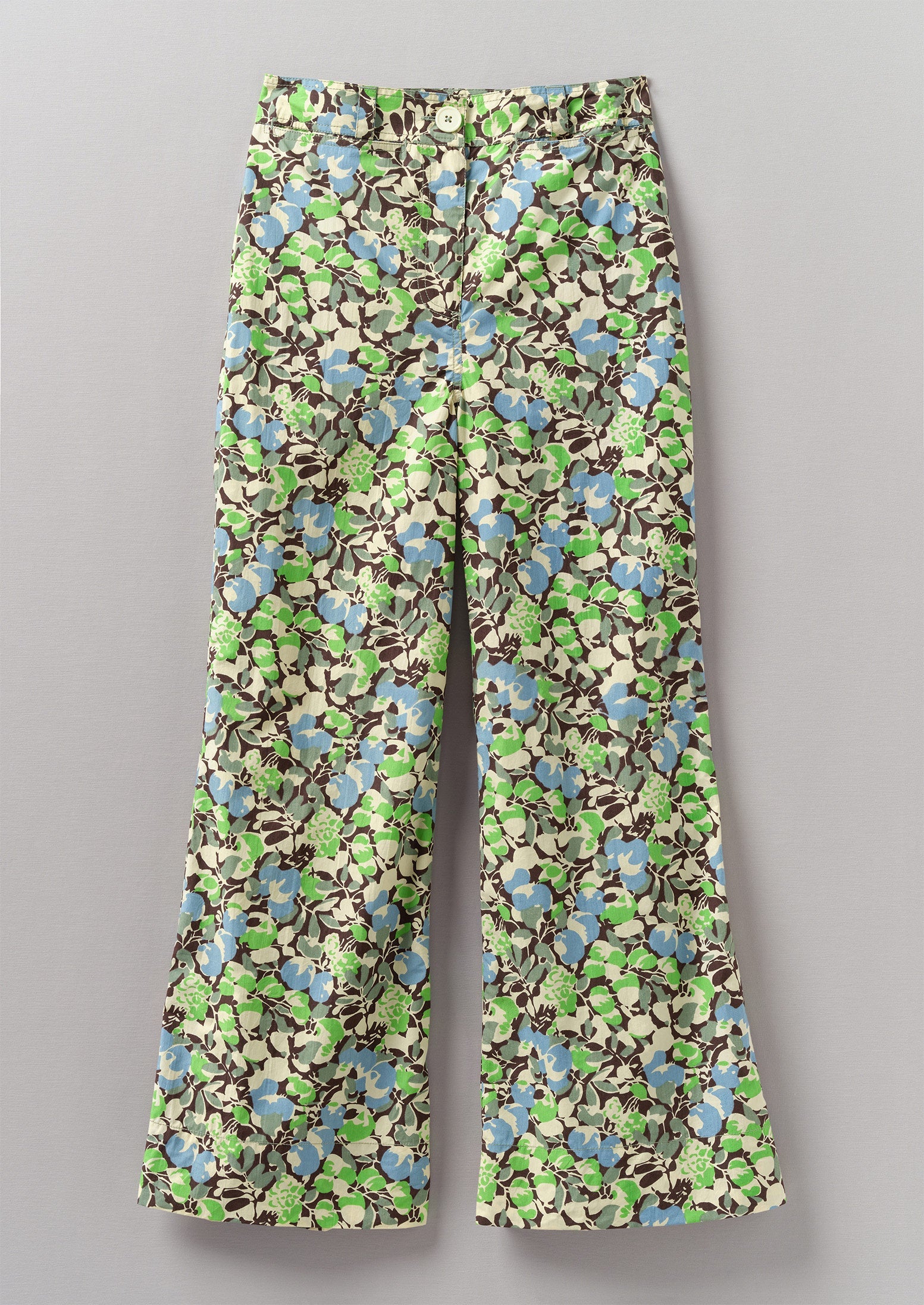 Hedgerow Print Kick Flare Pants | Acid Green