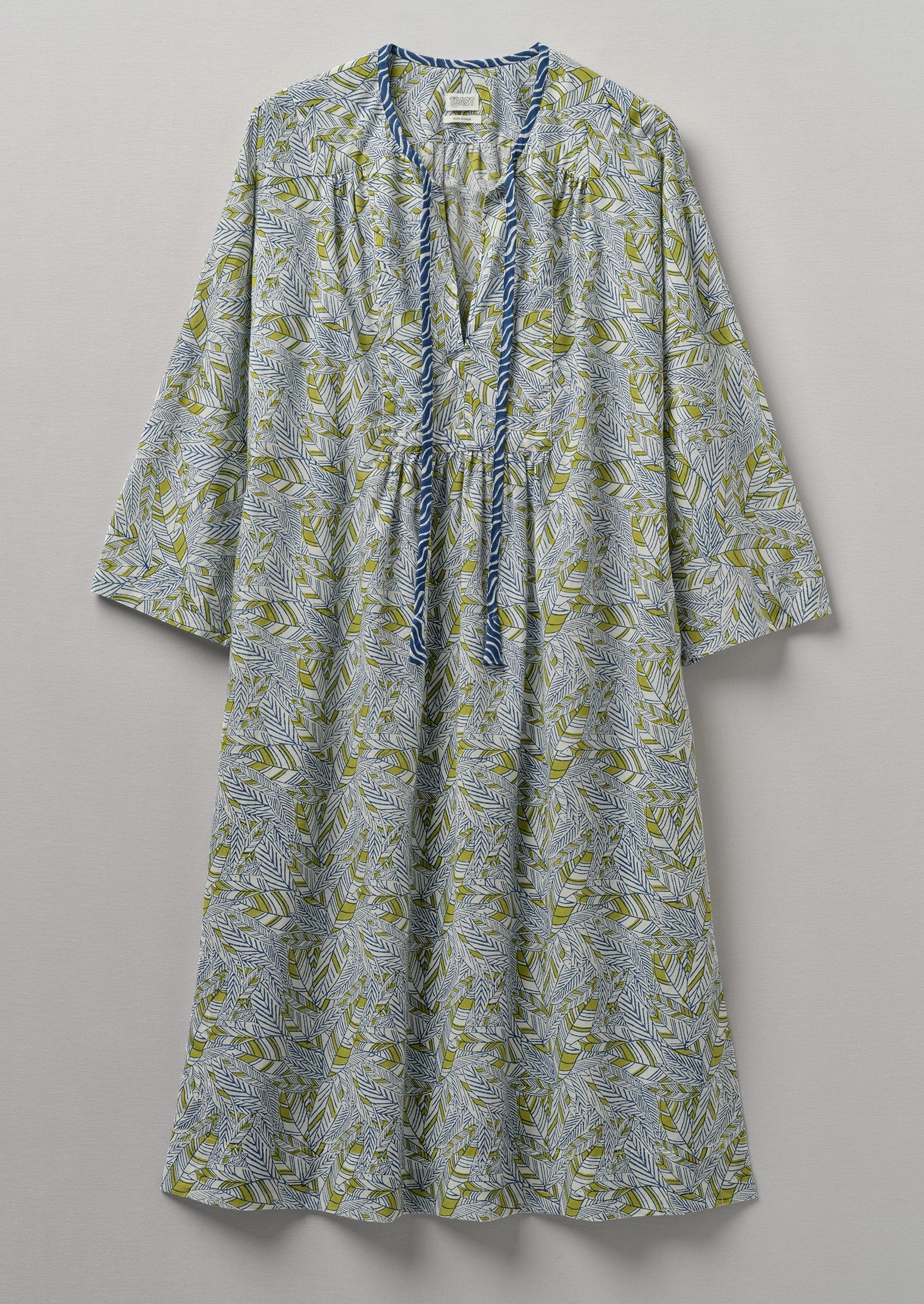 Shoal Block Print Kaftan Dress | River Blue/Oasis Green