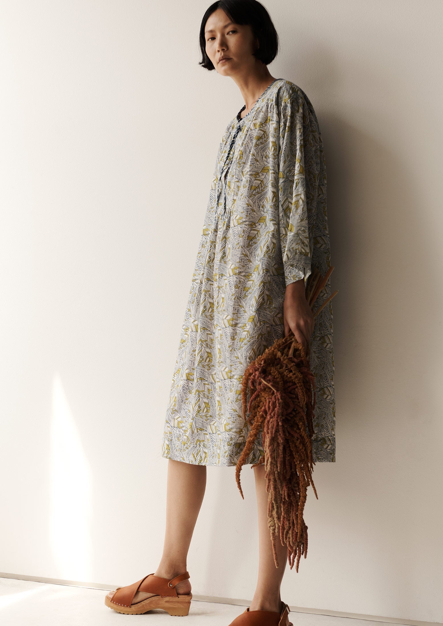 Shoal Block Print Kaftan Dress | River Blue/Oasis Green
