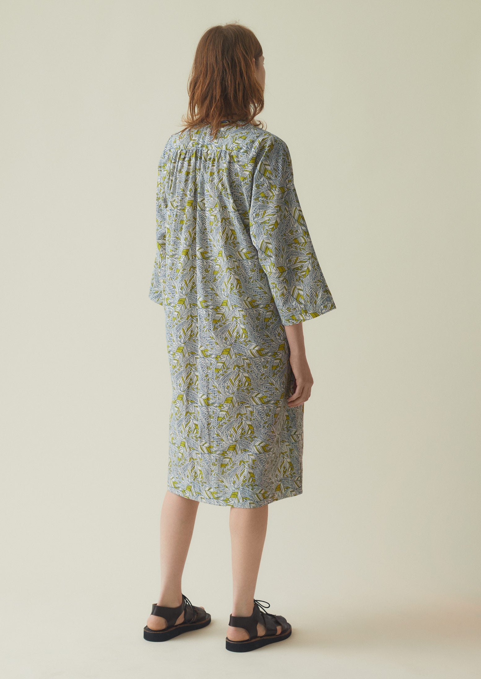 Shoal Block Print Kaftan Dress | River Blue/Oasis Green