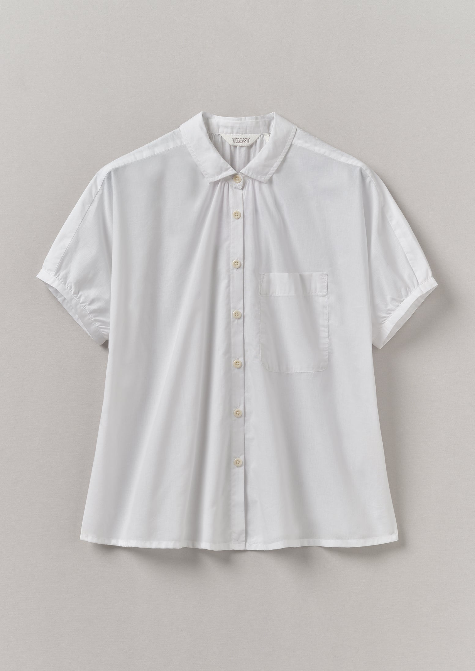 Gathered Cotton Chambray Shirt | White