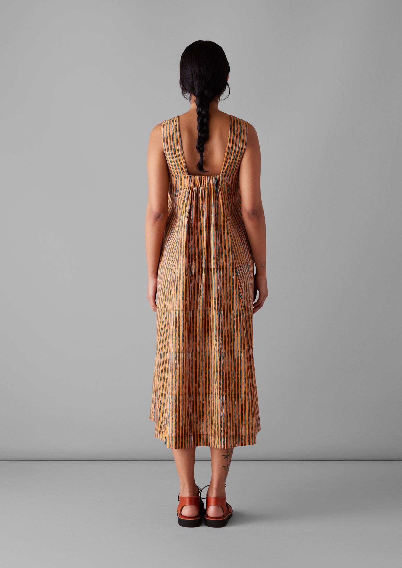 Stripe Block Print Cotton Dress | Poppy