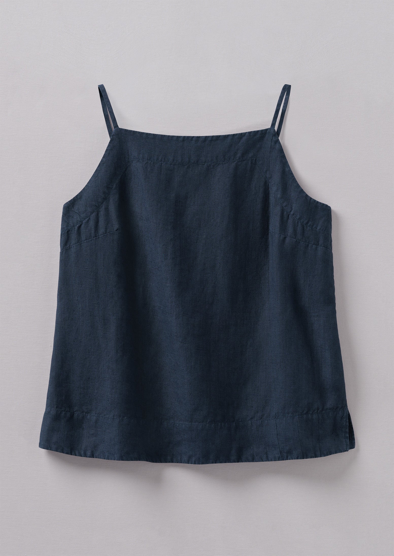 Square Neck Garment Dyed Linen Tank | Midnight