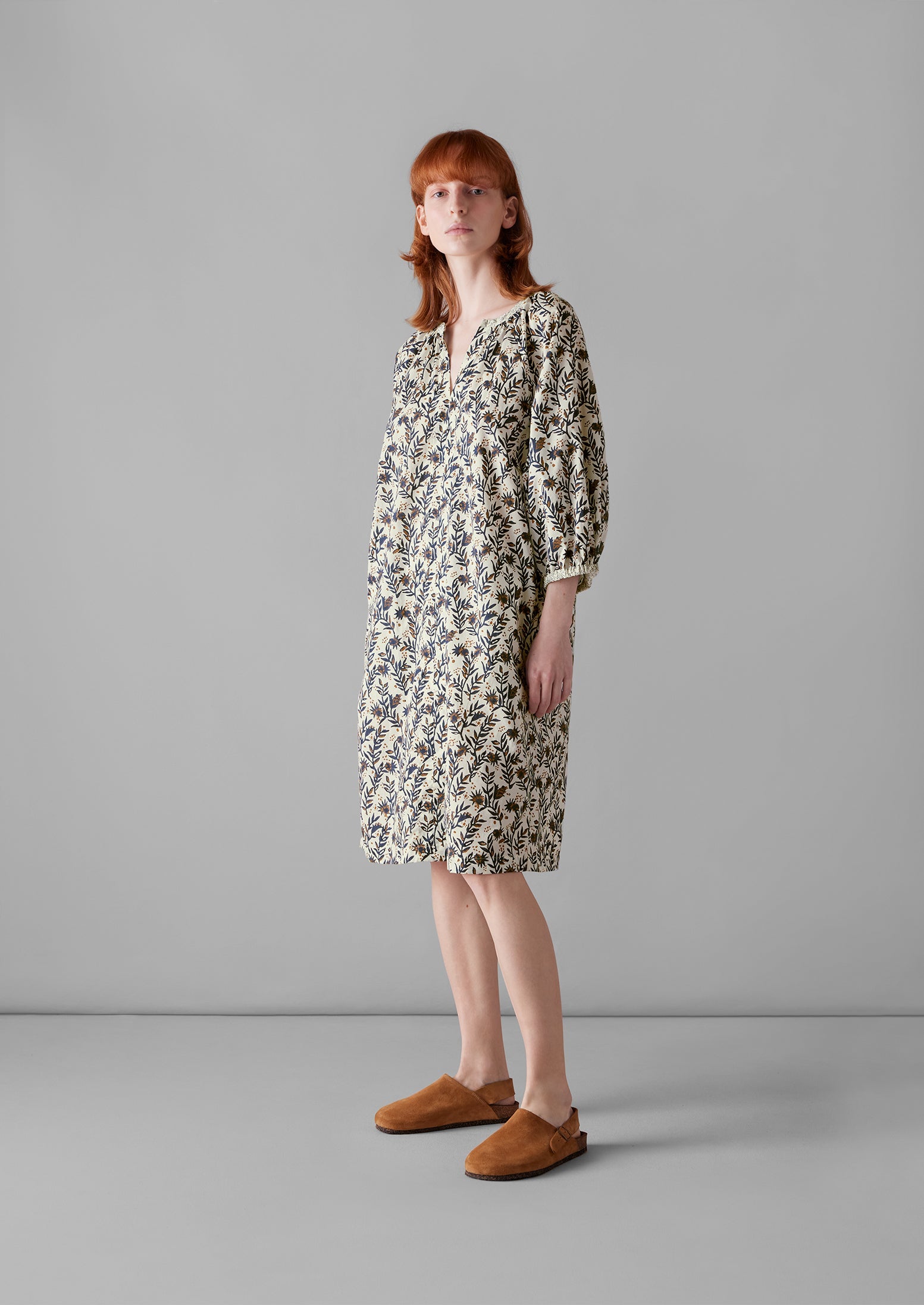 Wild Meadow Block Print Lounge Dress | Storm Blue