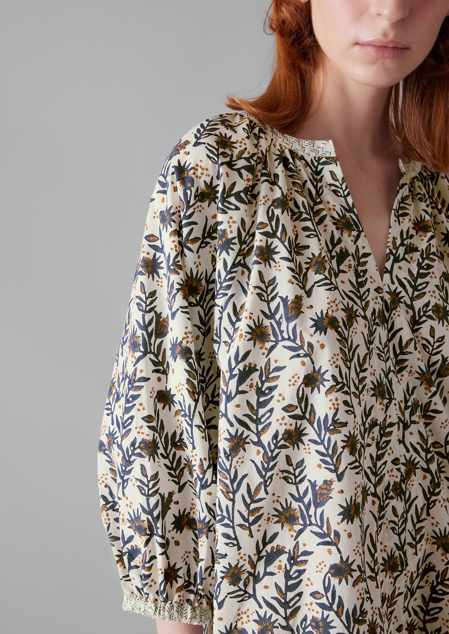 Wild Meadow Block Print Lounge Dress | Storm Blue
