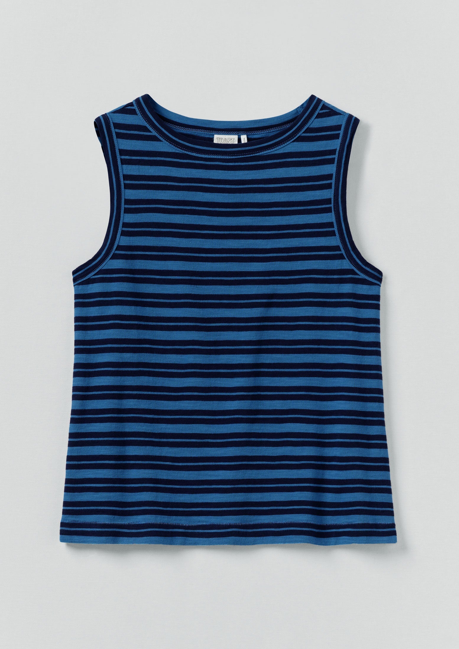 Stripe Cotton Tank Top | Navy/Celestial Blue