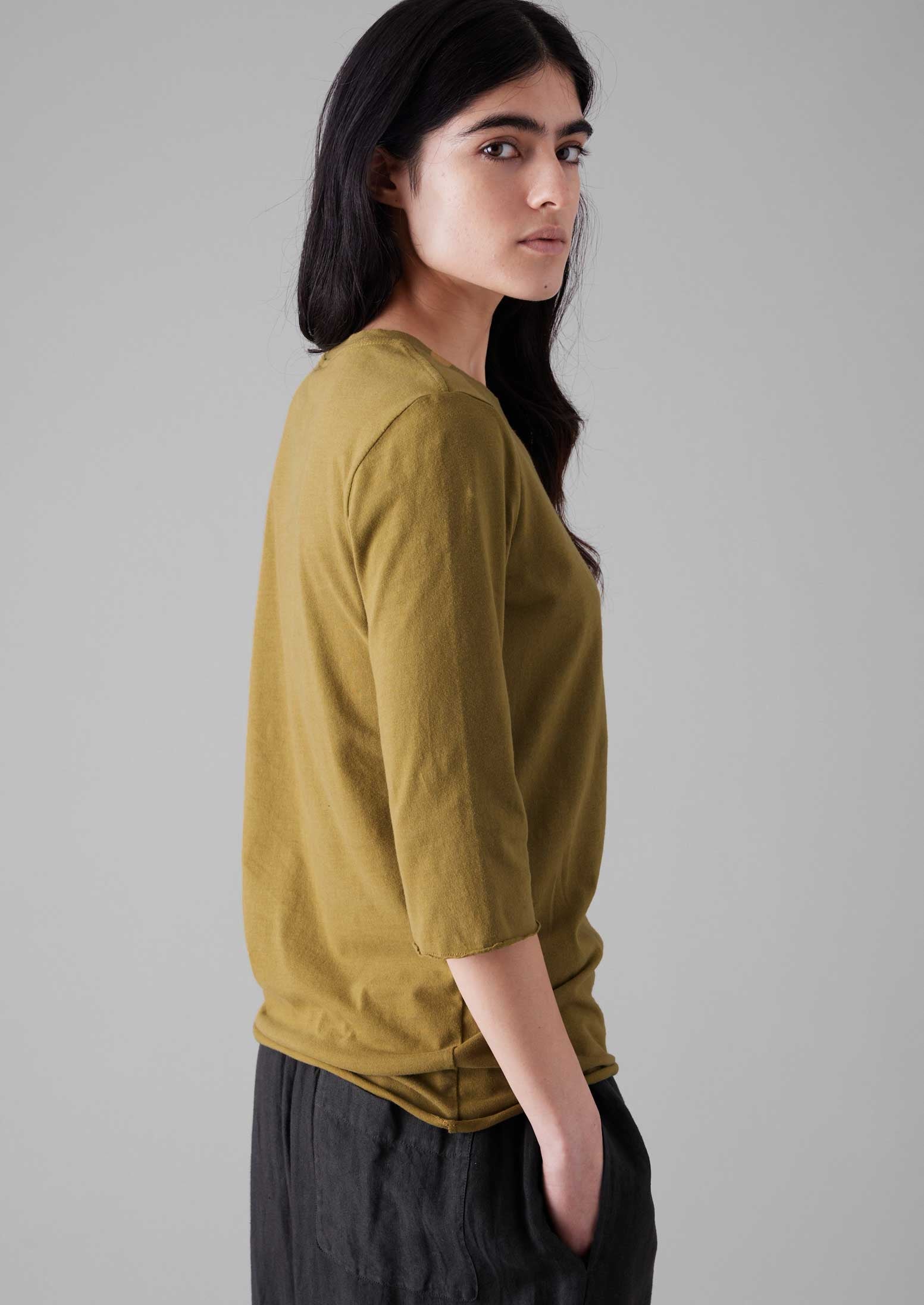Cotton Half Sleeve Lounge Tee | Durian Green