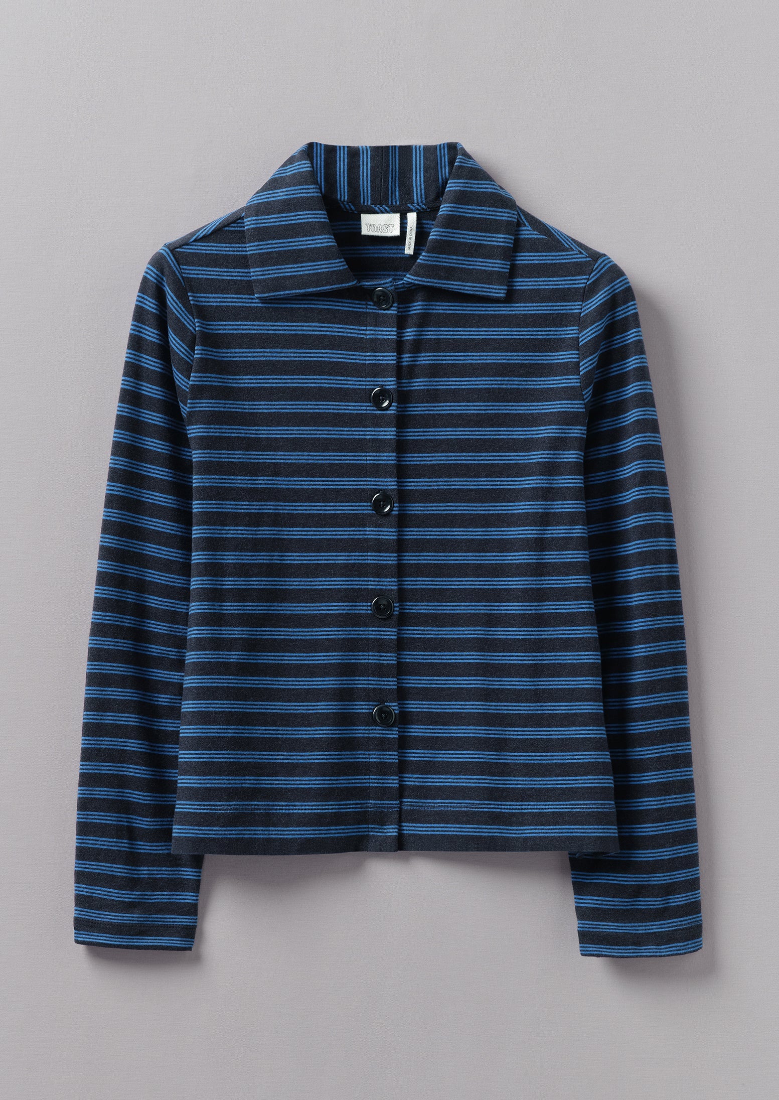 Stripe Organic Cotton Jersey Shirt | Midnight/Lapis