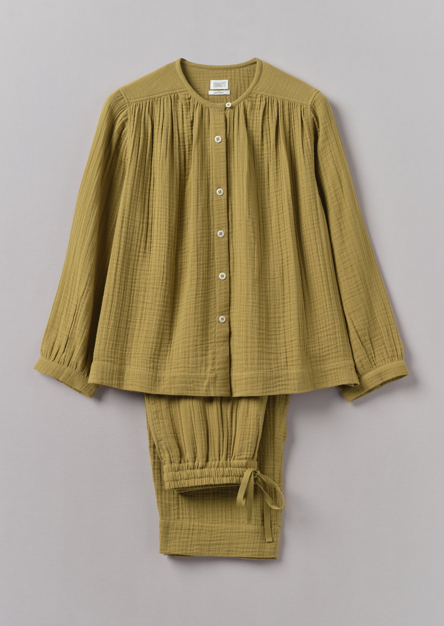 Crinkle Cotton Pajamas | Soft Olive