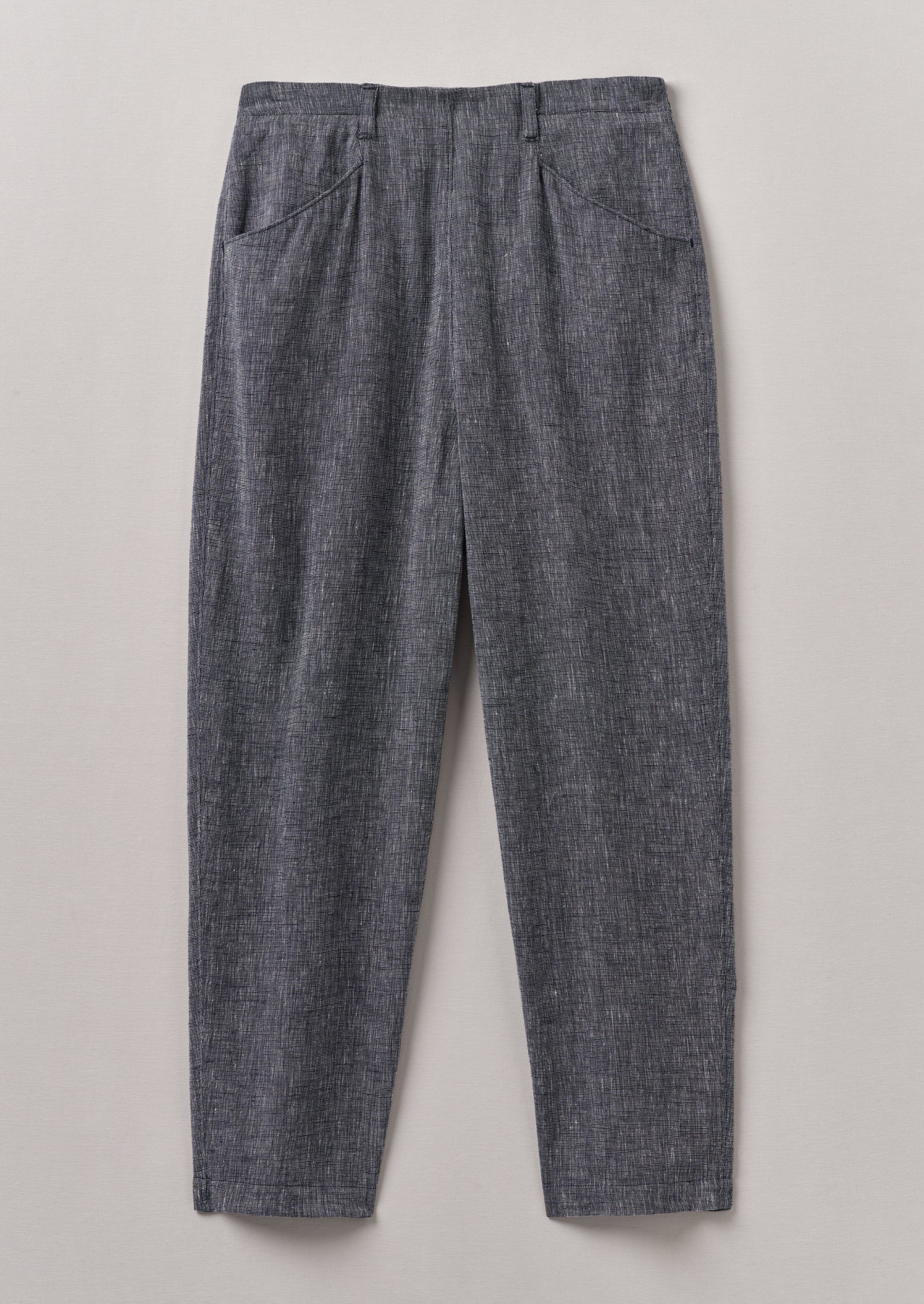 Alix Etched Linen Cotton Pants | Blue Melange