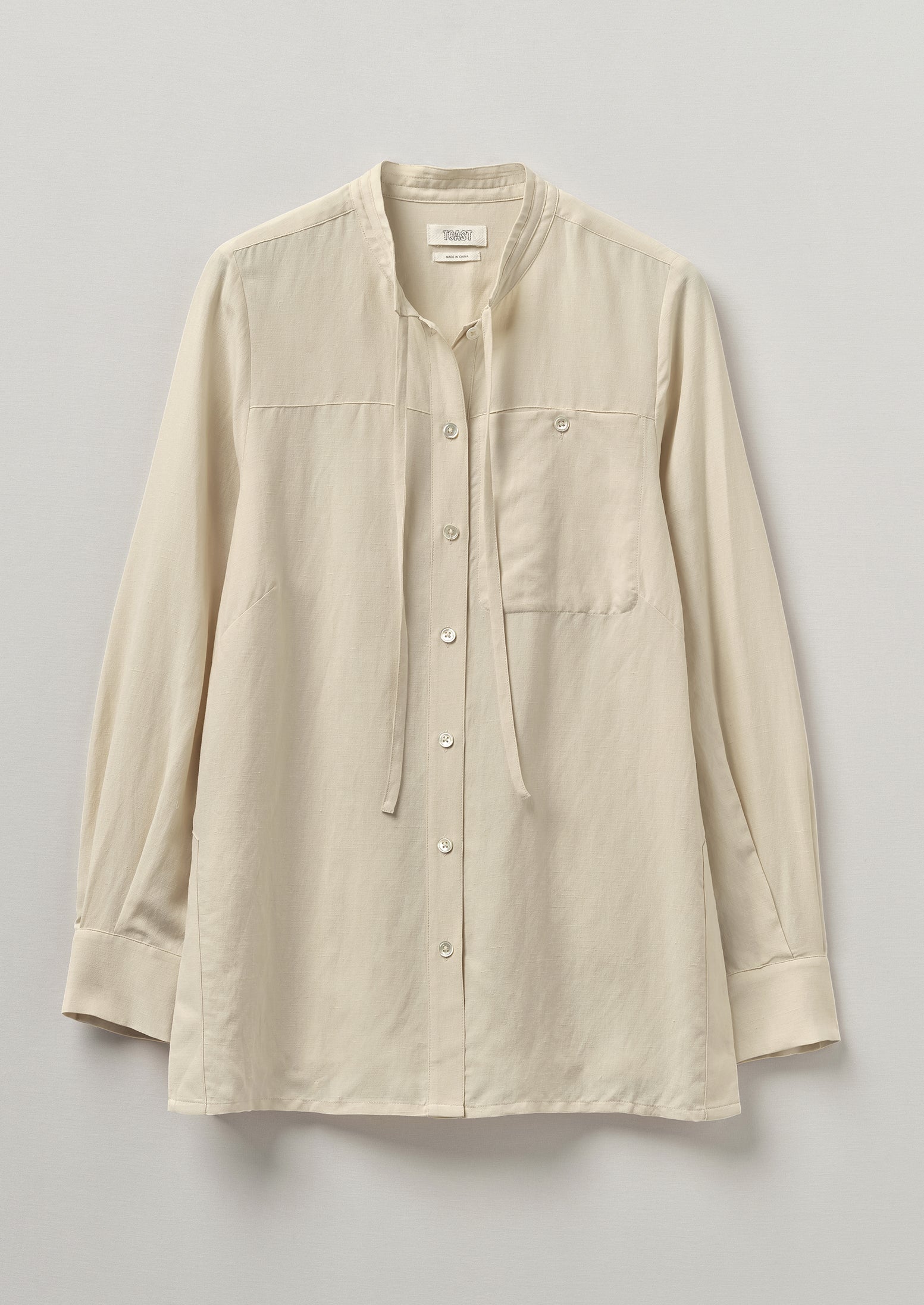 Tie Neck Silk Linen Shirt | Canvas