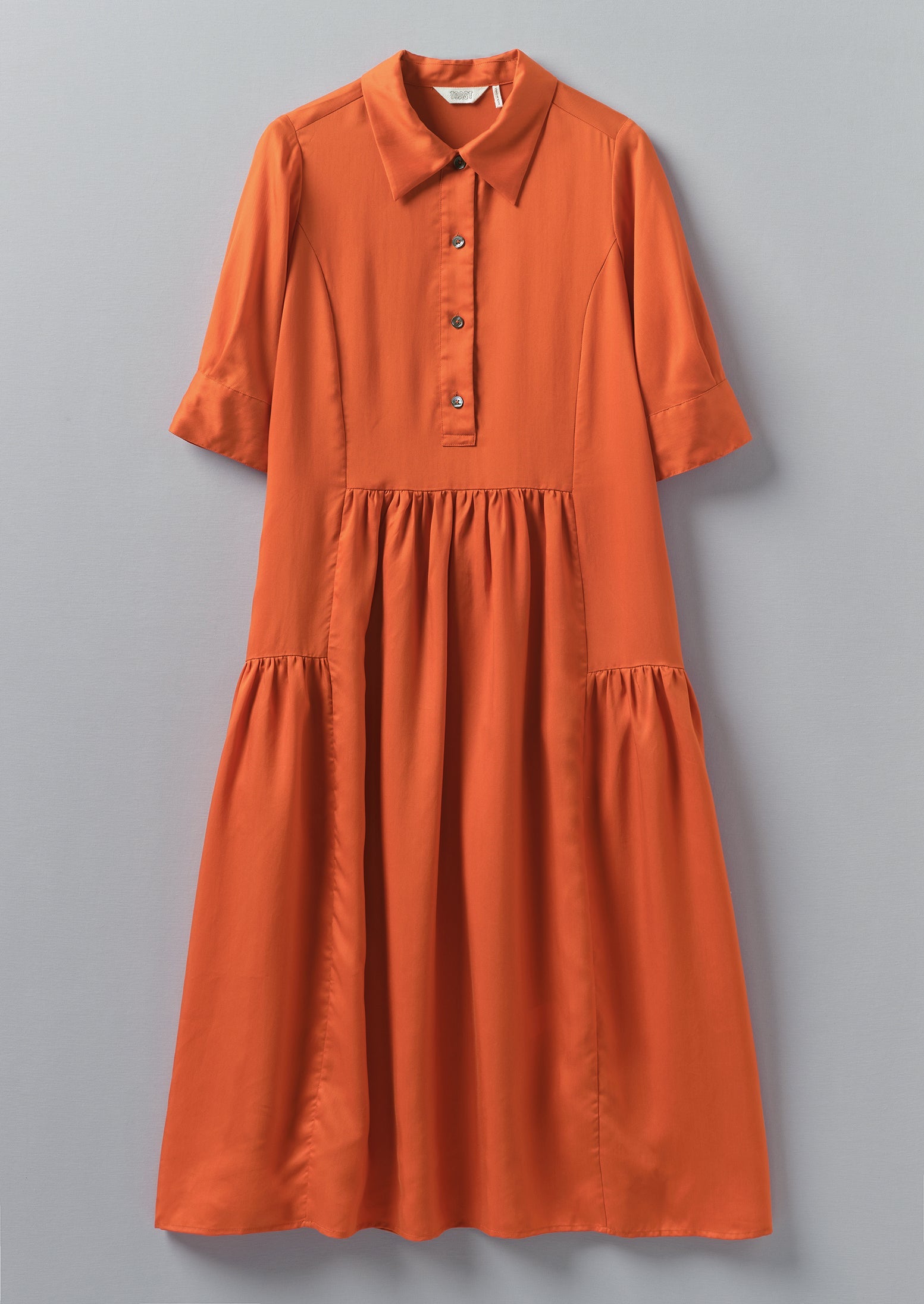 Tiered Twill Shirt Dress | Nasturtium