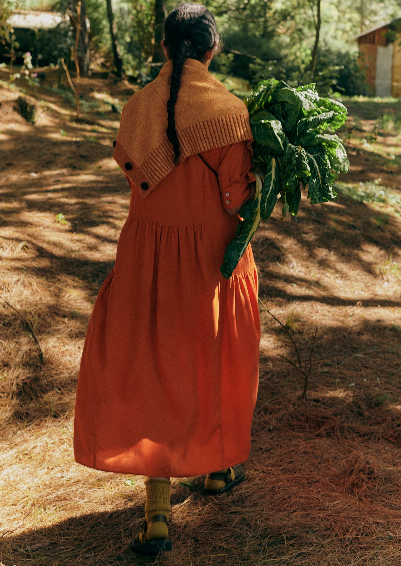 Tiered Twill Shirt Dress | Nasturtium