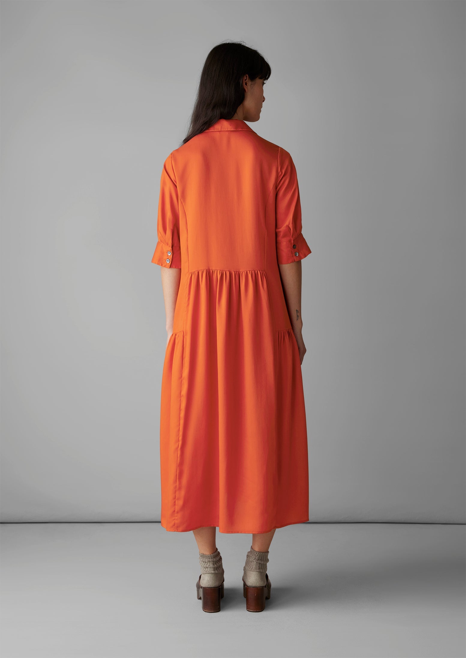Tiered Twill Shirt Dress | Nasturtium
