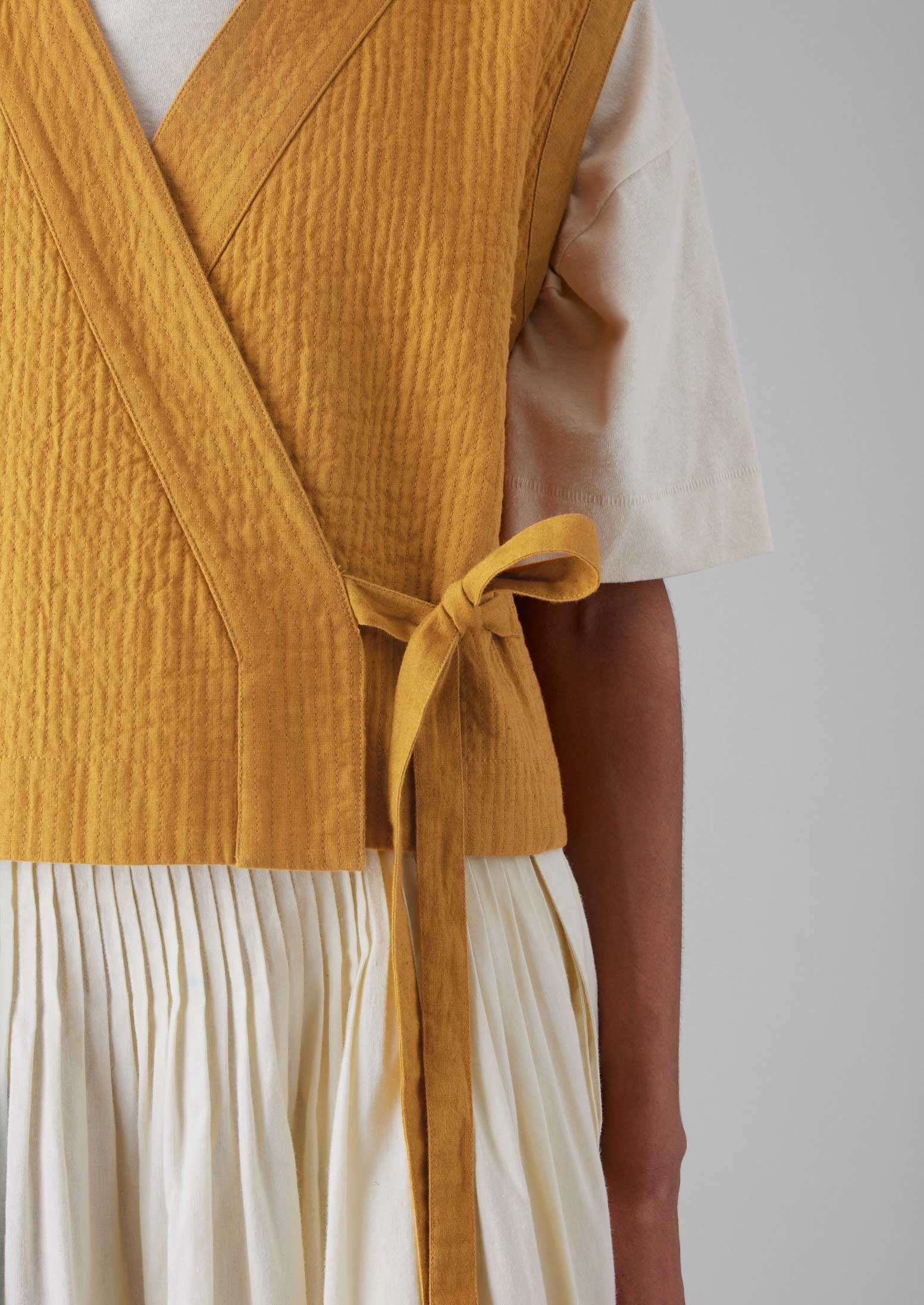 Quilted Cotton Linen Wrap Vest | Tilia Honey