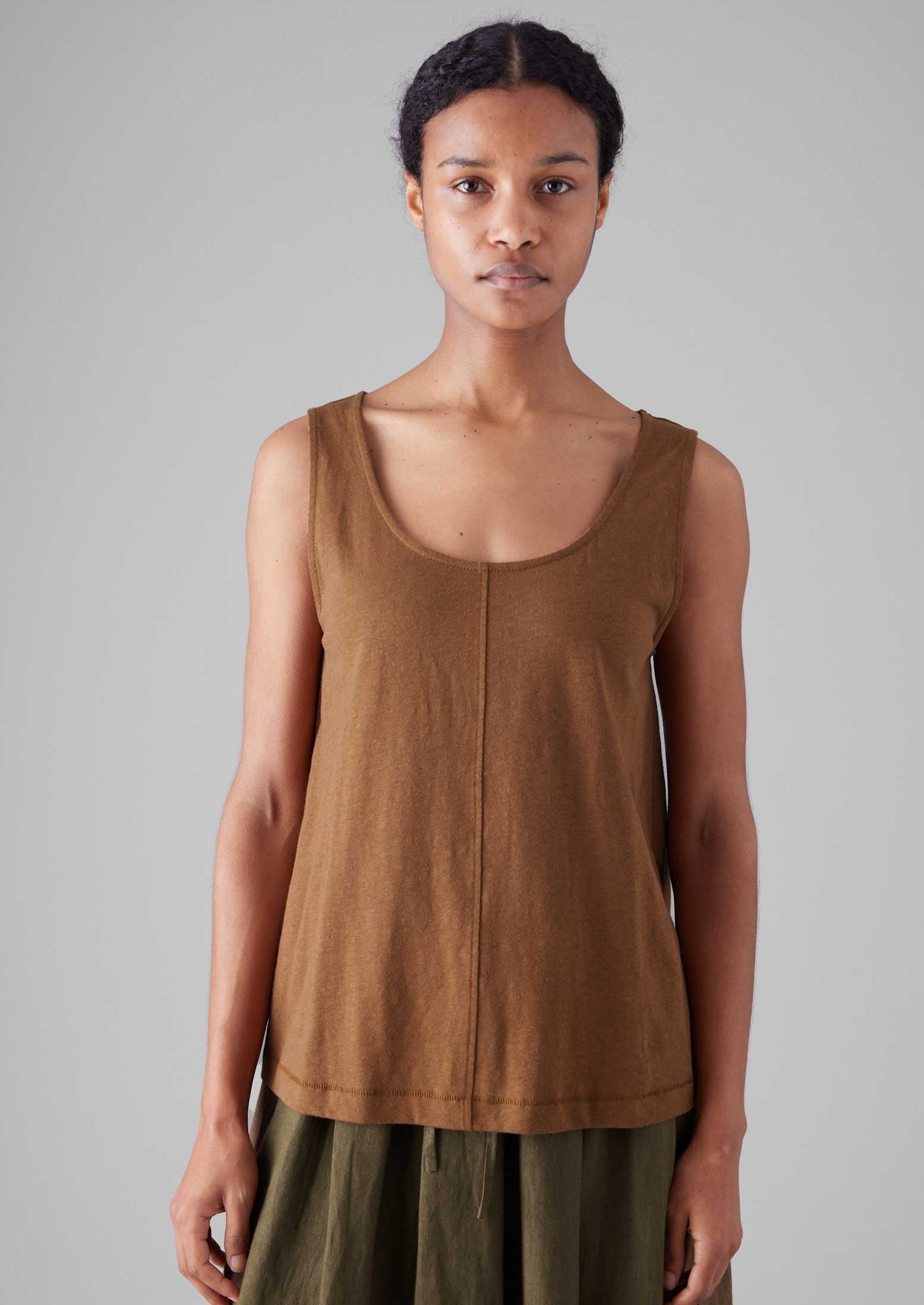 Cotton Hemp Jersey Tank | Brown Anise
