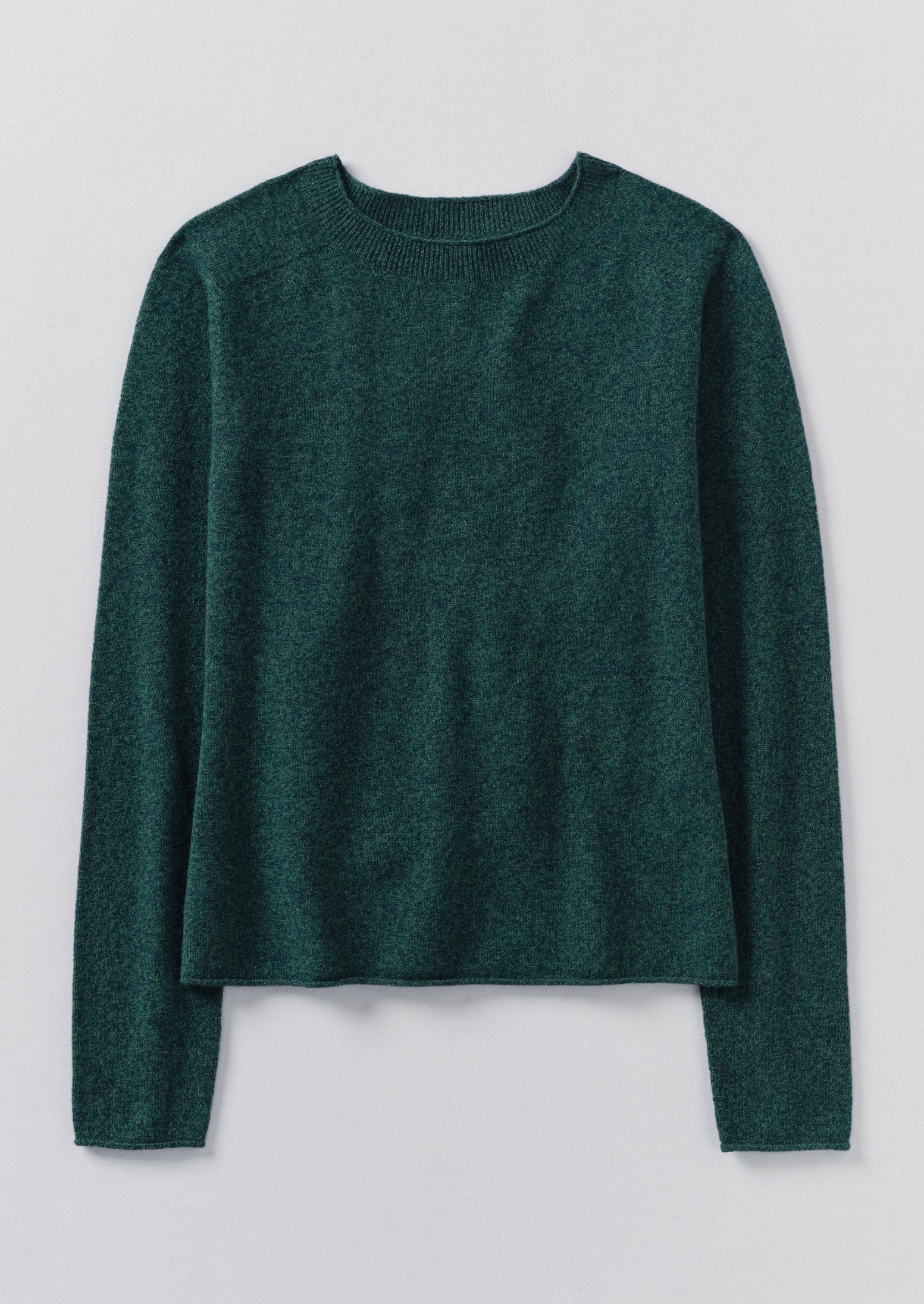 Wool Cashmere Neat Sweater | Forest Marl