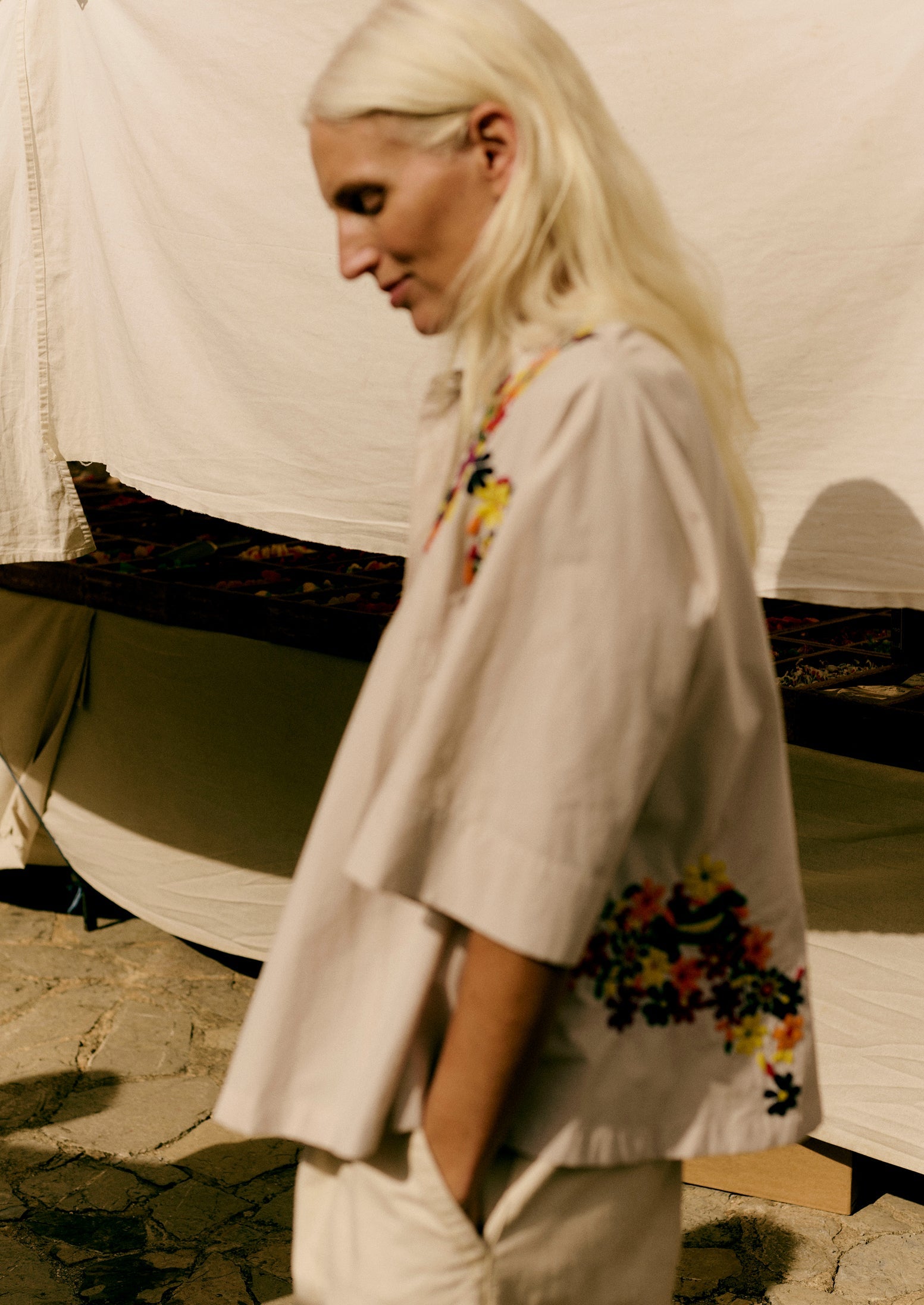 Floral Embroidered Cotton Poplin Shirt | Multi