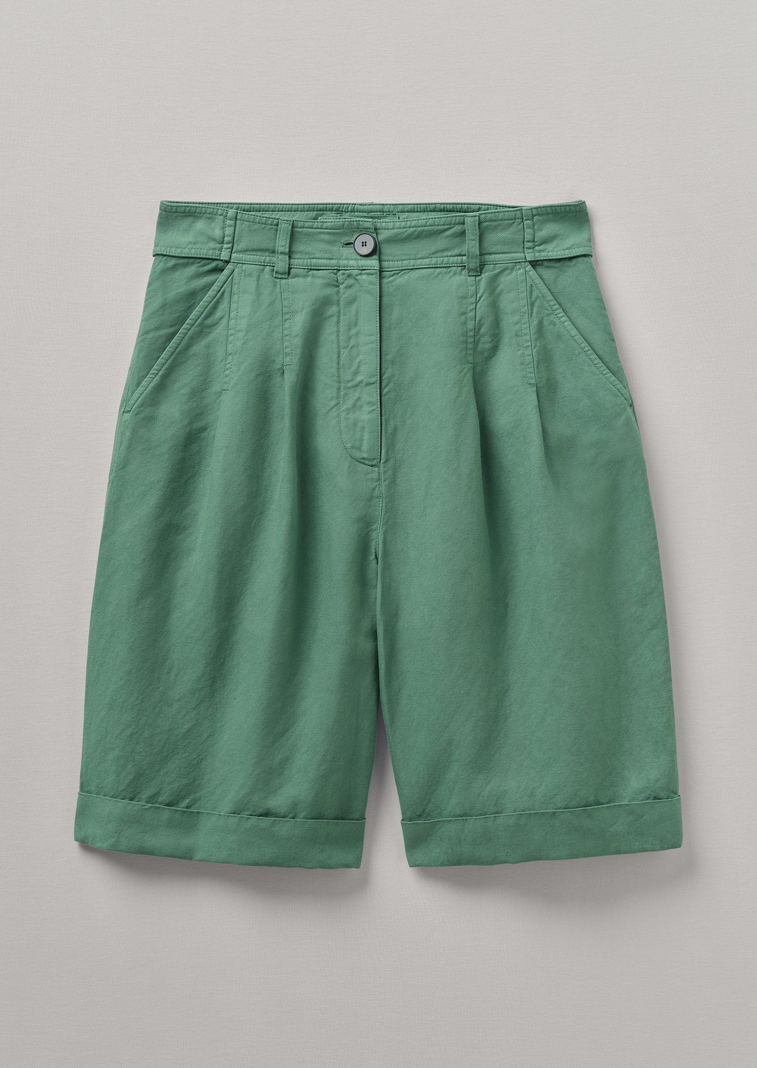 Cotton Linen Twill Shorts | Thorn Green