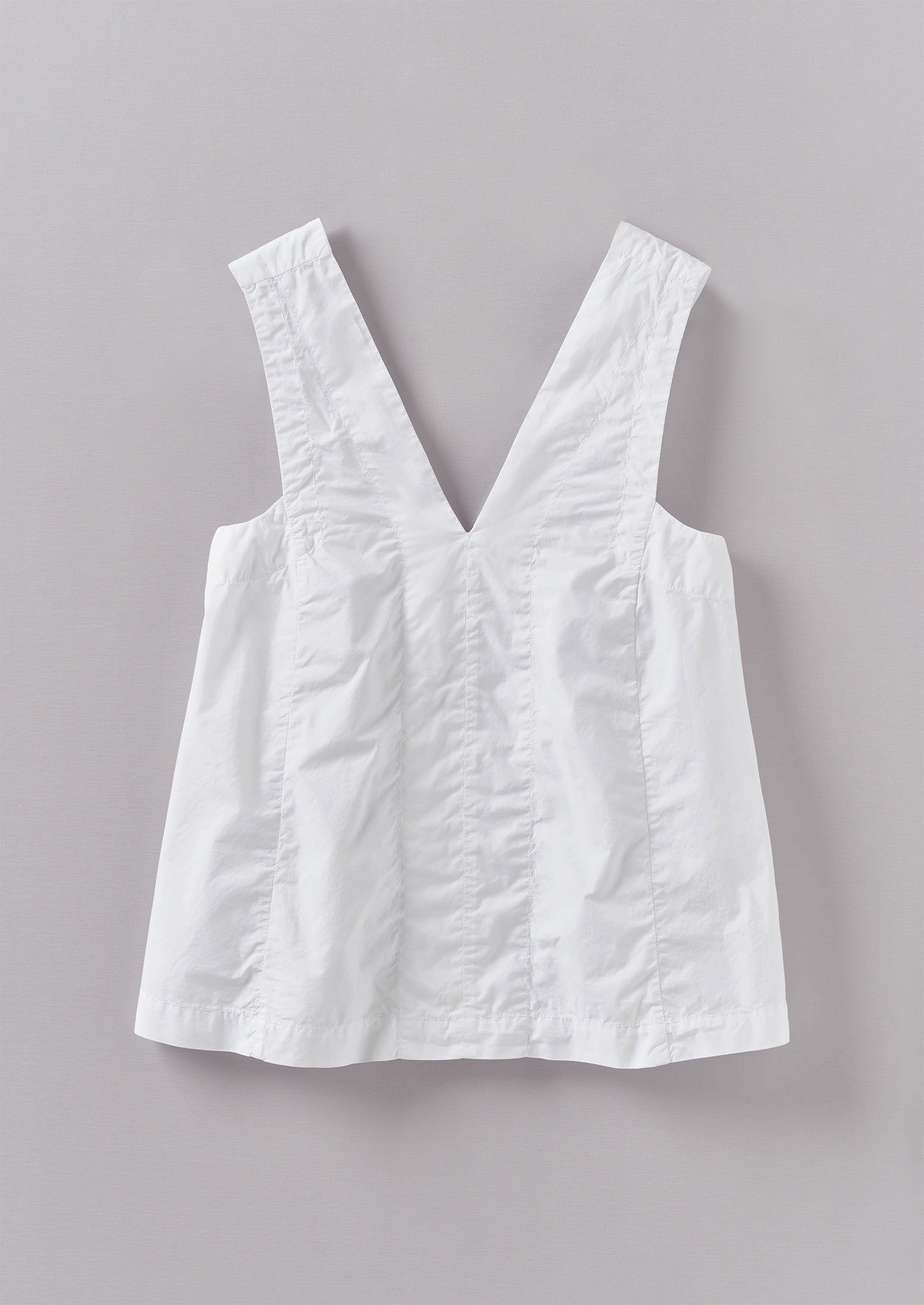 V-Neck Cotton Poplin Top | Paper White