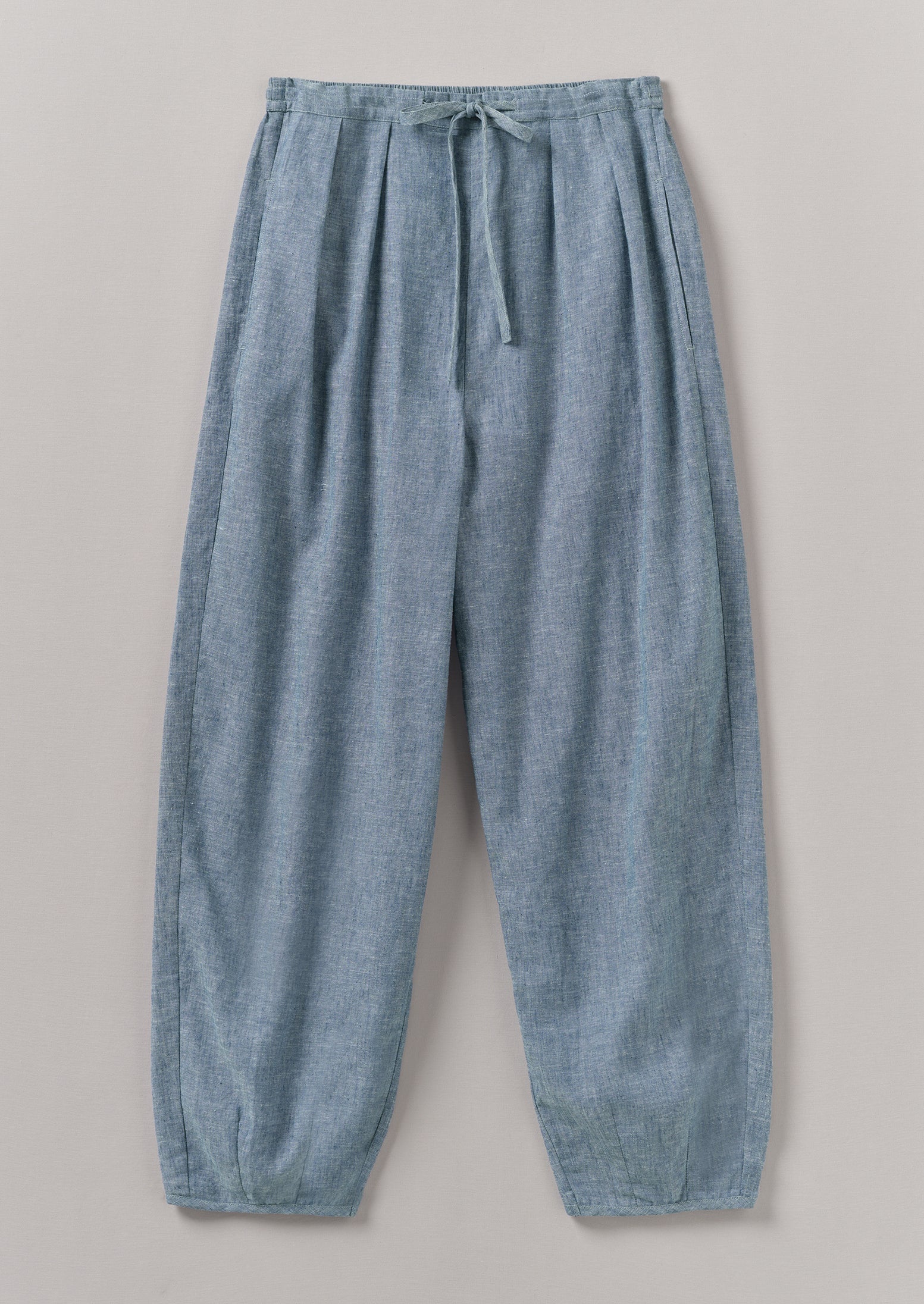 Lightweight Linen Cotton Balloon Pants | Dusty Blue