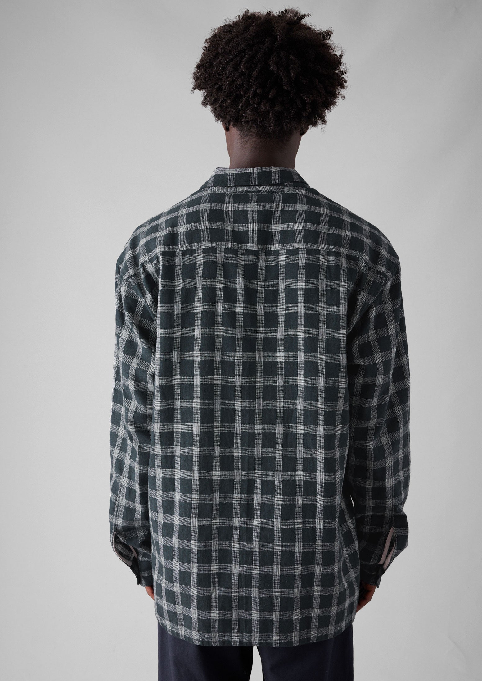 Cotton Linen Check Shirt | Slate
