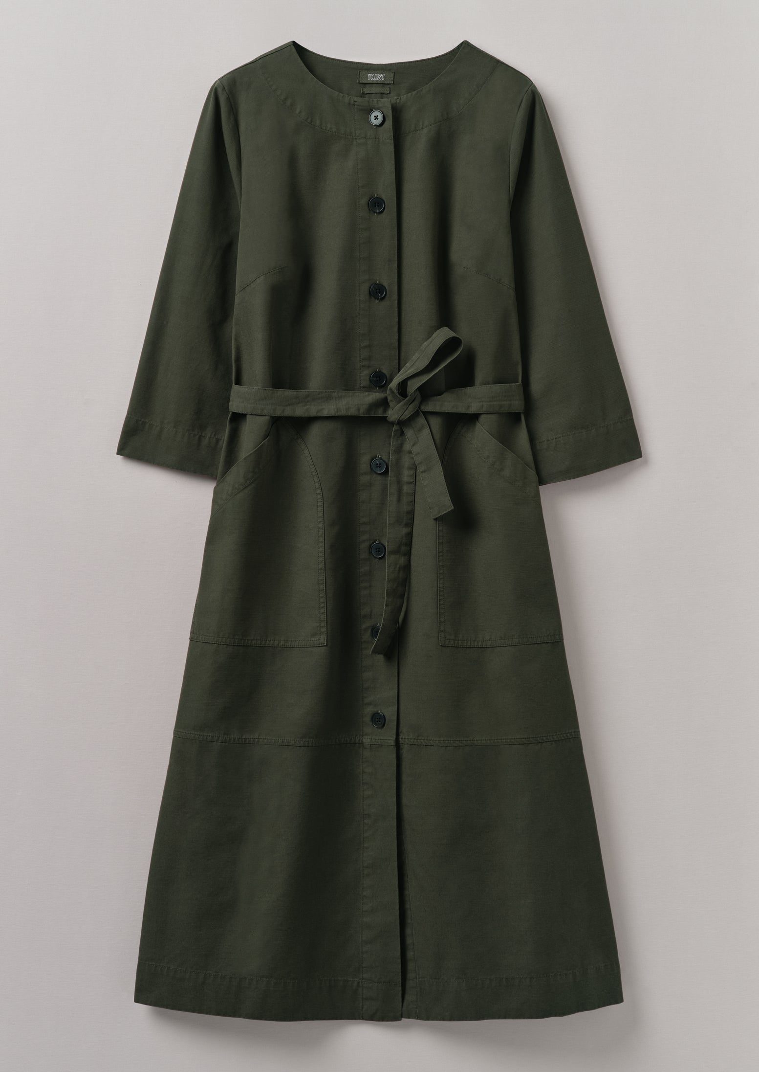 Buttoned Organic Cotton Dress | Duffle Green