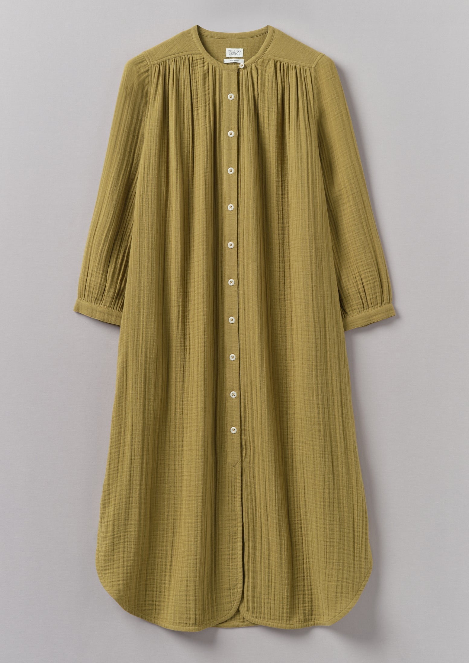 Crinkle Cotton Kaftan Nightdress | Soft Olive