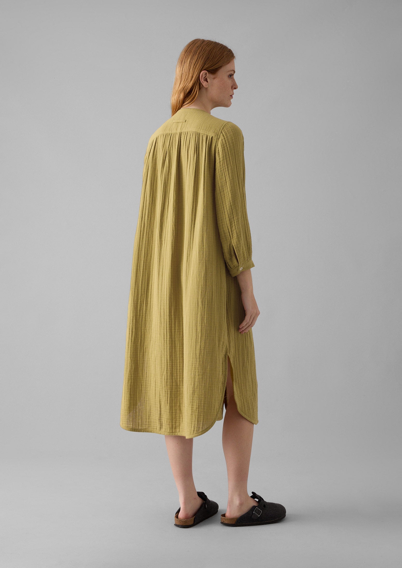 Crinkle Cotton Kaftan Nightdress | Soft Olive