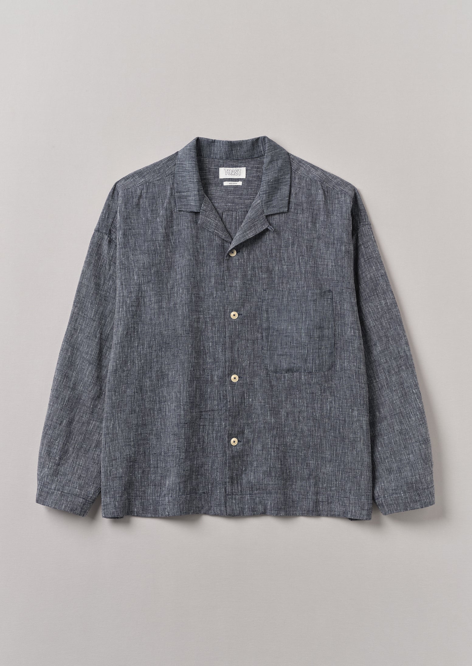 Etched Linen Cotton Shirt | Blue Melange