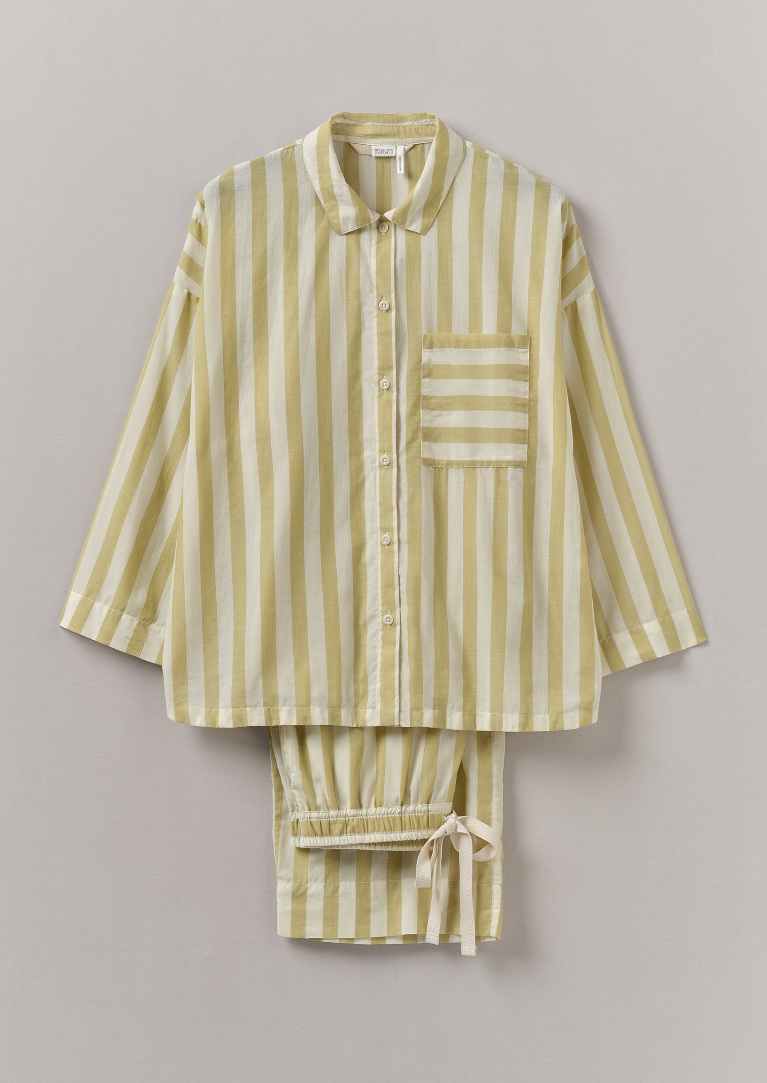 Canopy Stripe Organic Cotton Pajamas | Ecru/Washed Lime