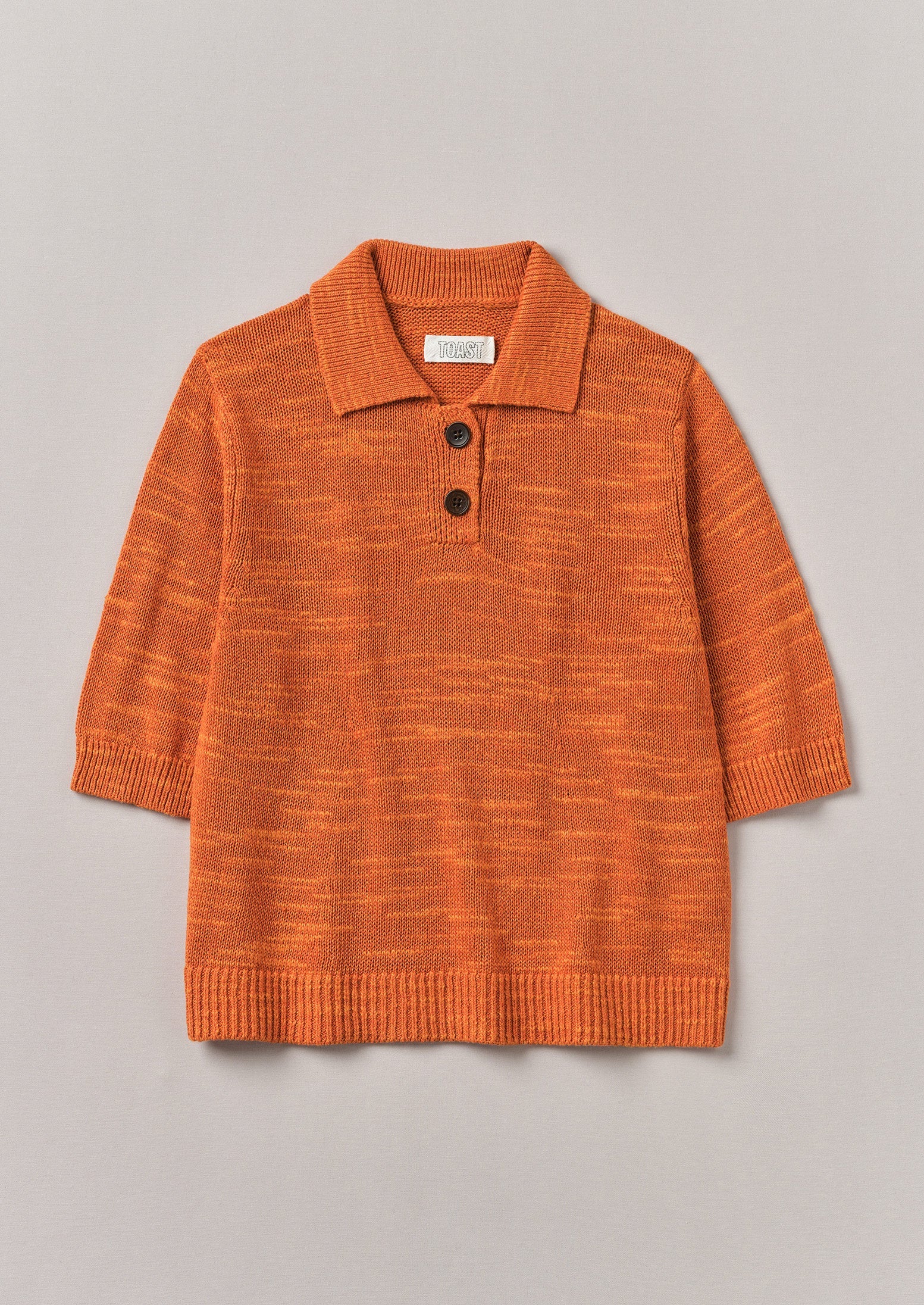 Linen Cotton Slub Knitted Top | Orange Poppy