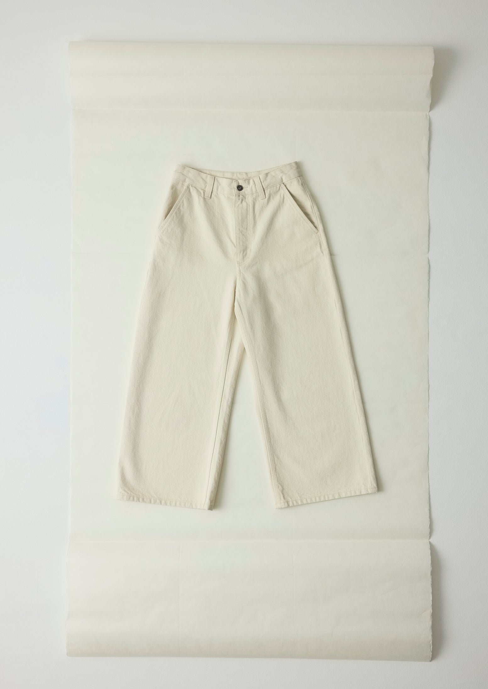 Relaxed Wide Leg Denim Pants | Ecru