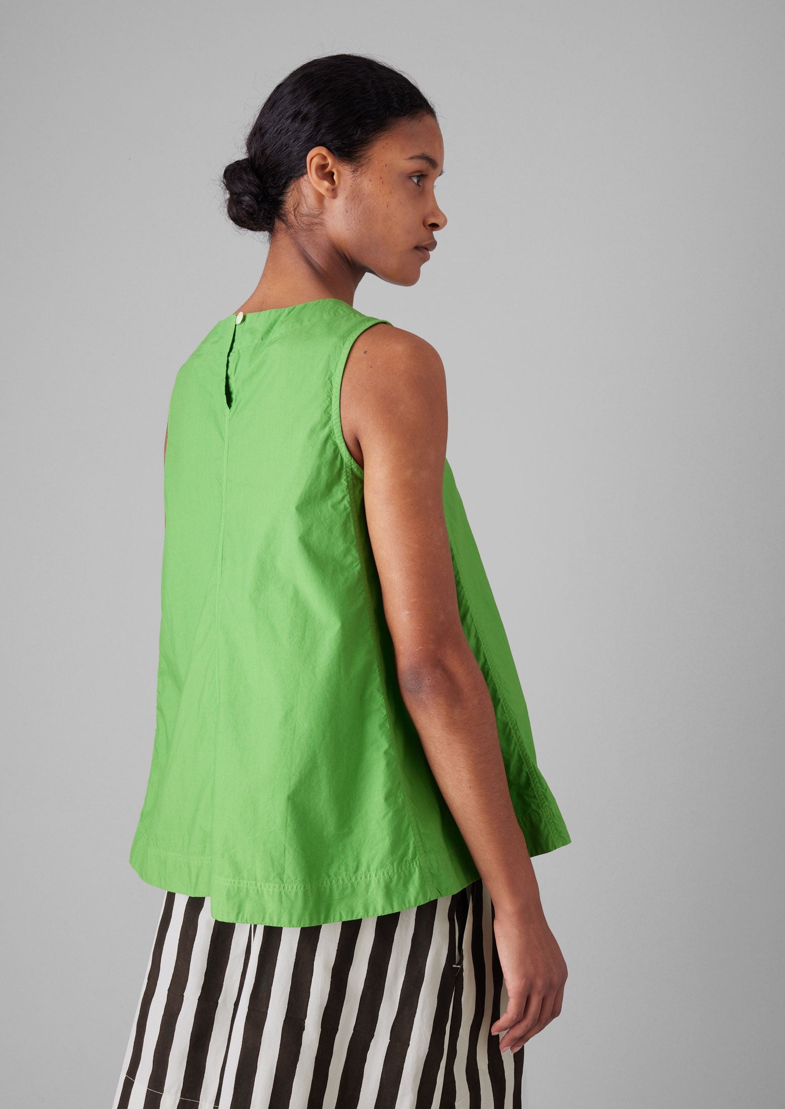 Panelled Cotton Poplin Top | Lawn Green