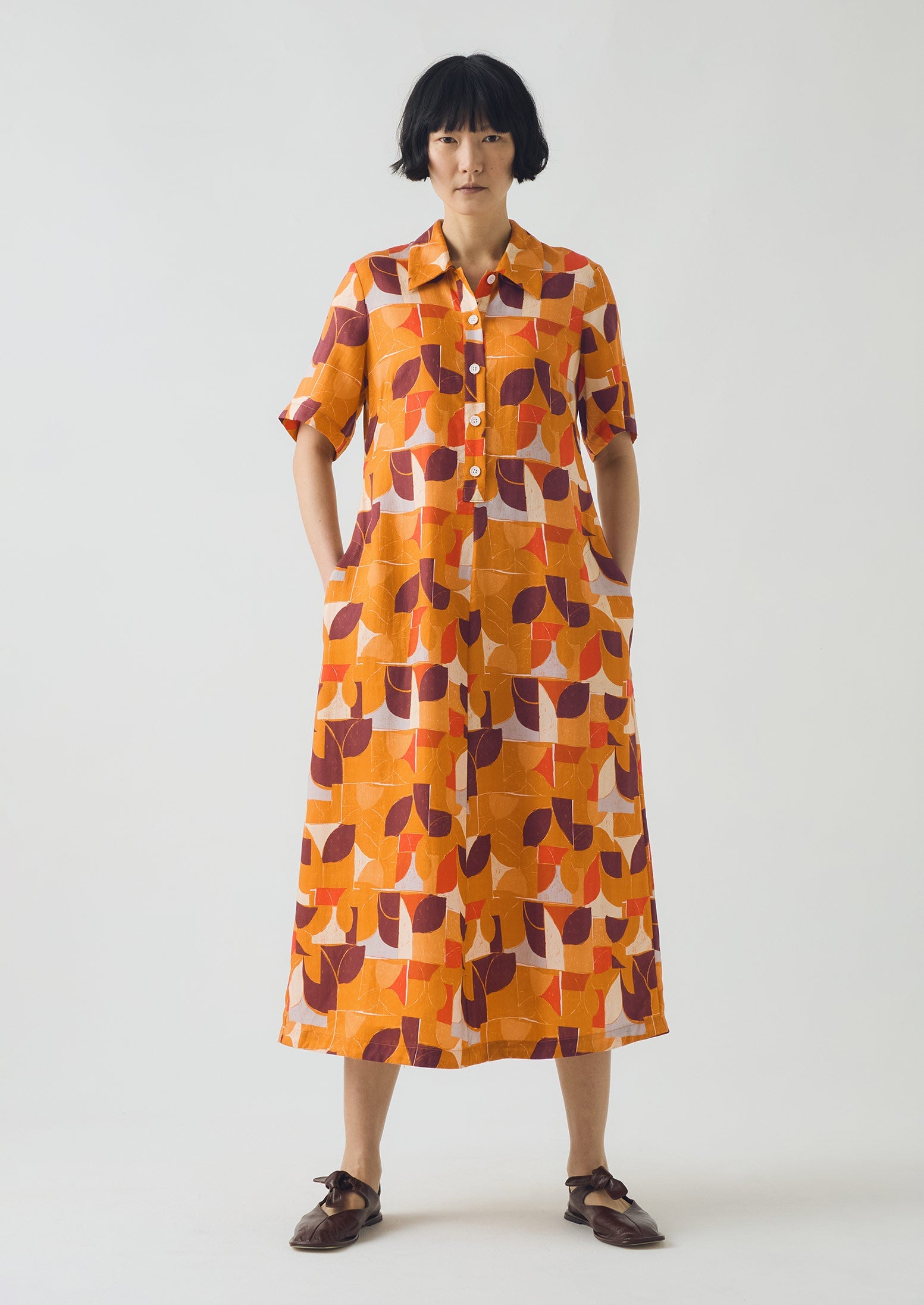 Paintbox Print Fluid Shirt Dress | Ginger