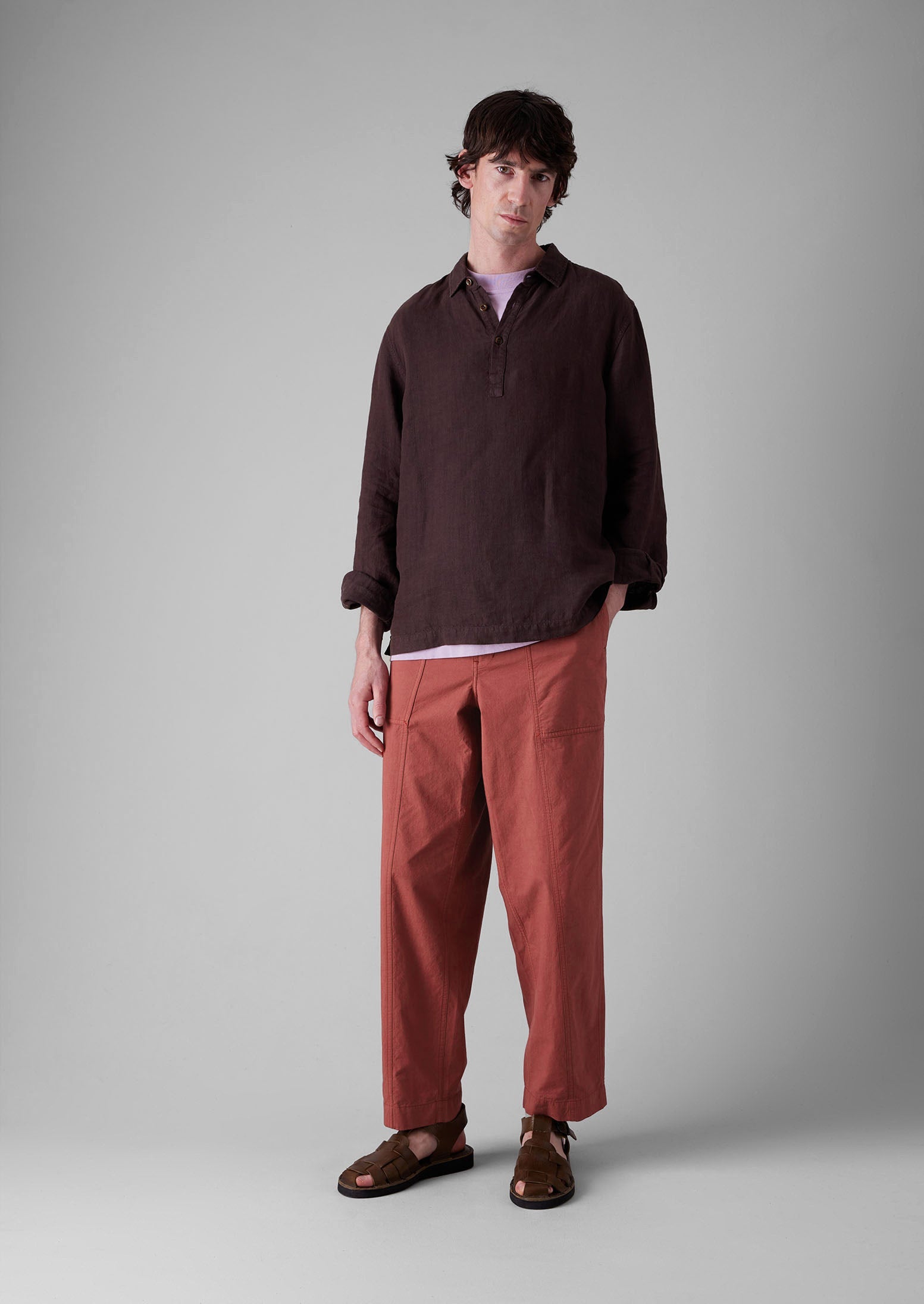 Cotton Linen Workwear Pants | Red Brick