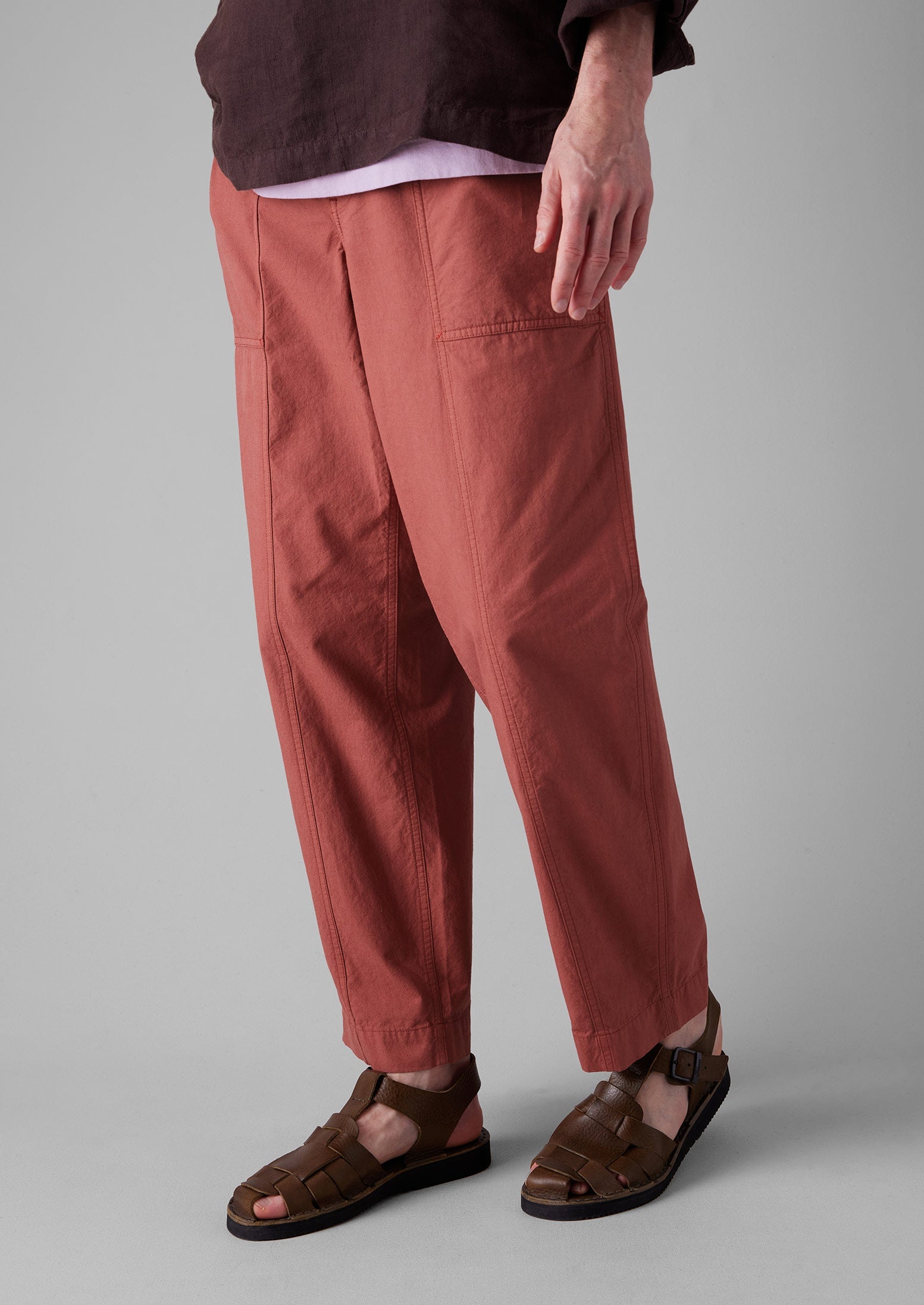 Cotton Linen Workwear Pants | Red Brick