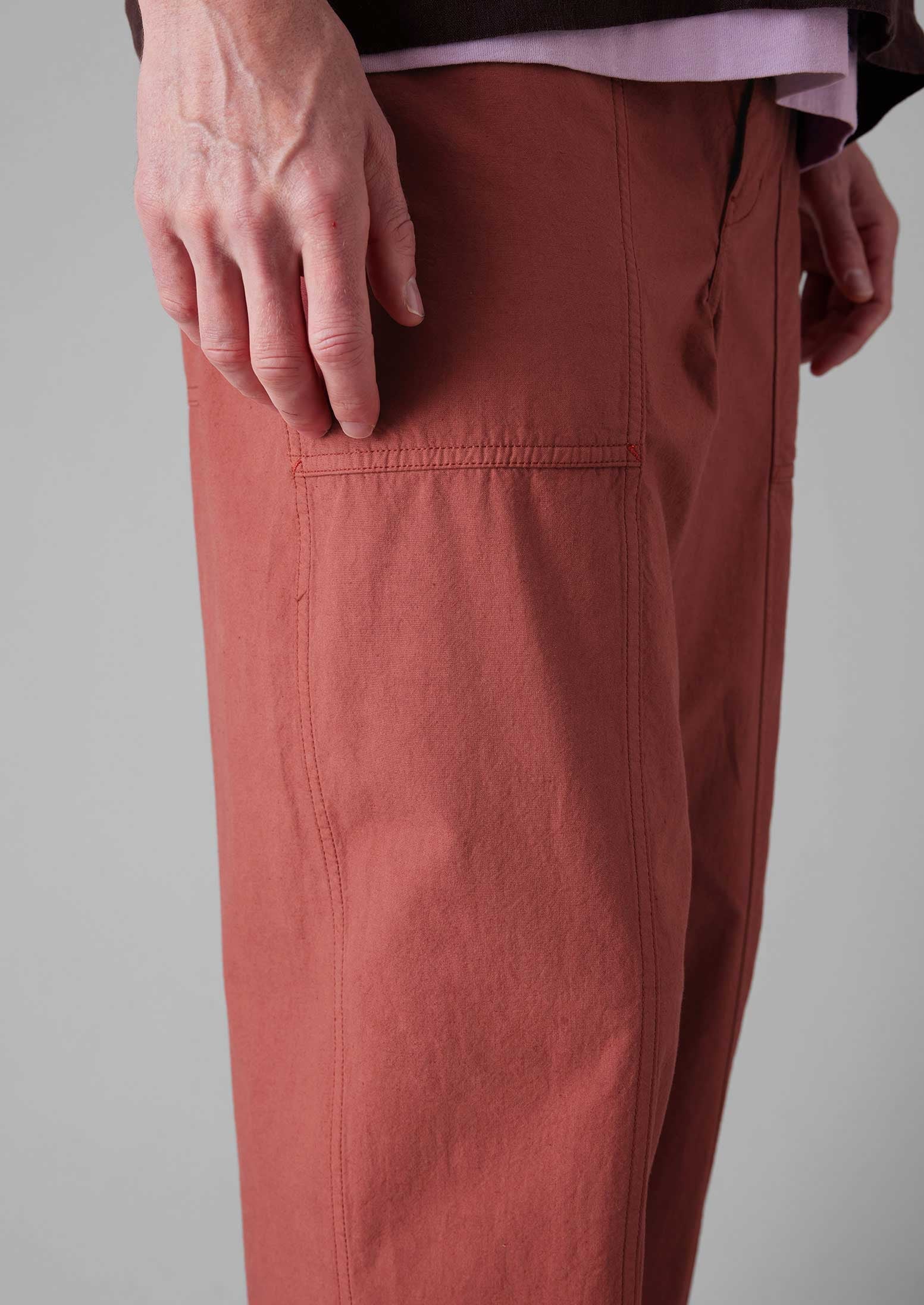 Cotton Linen Workwear Pants | Red Brick