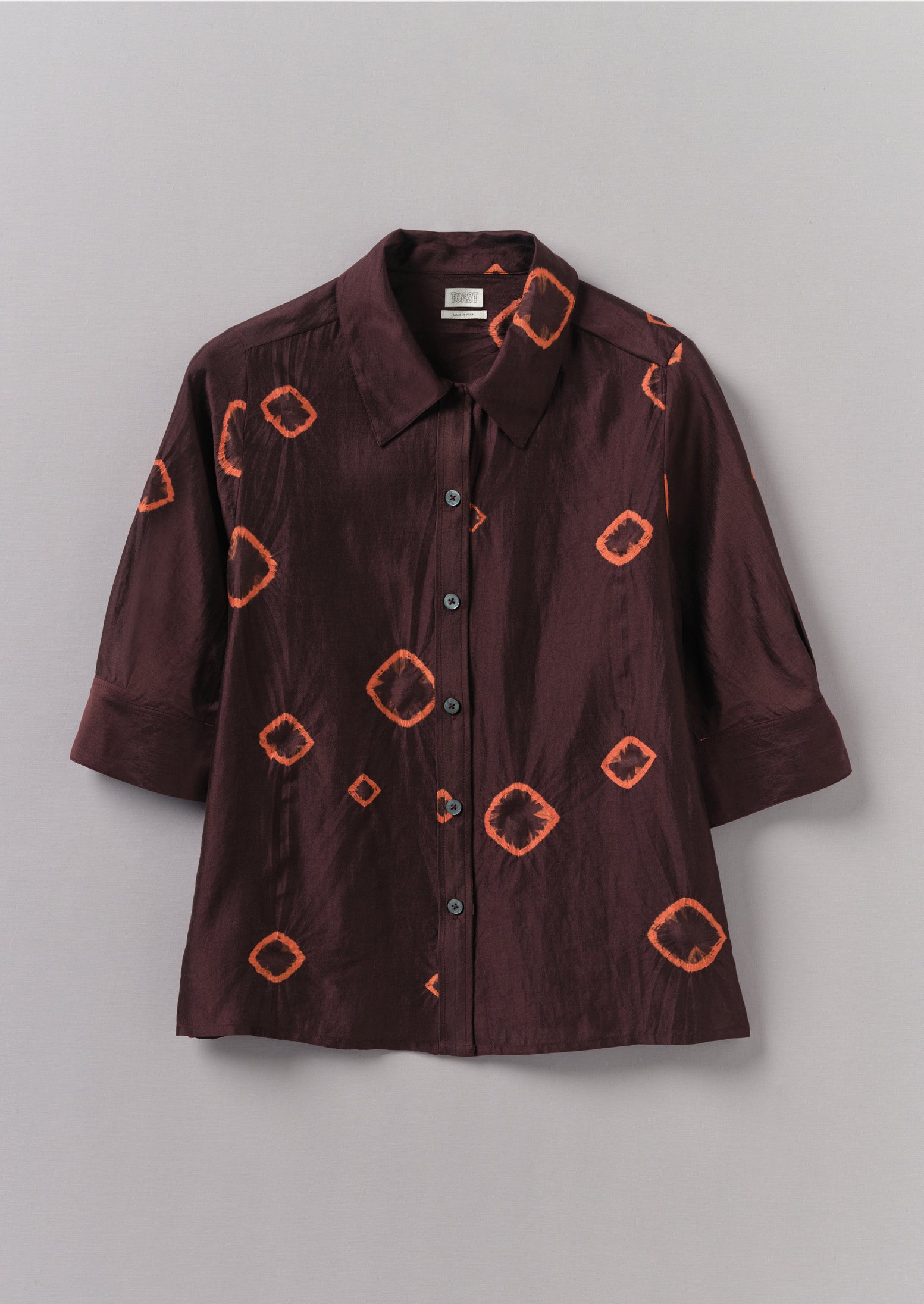 Gia Hand Bandhini Silk Shirt | Bordeaux/Red Carnelian