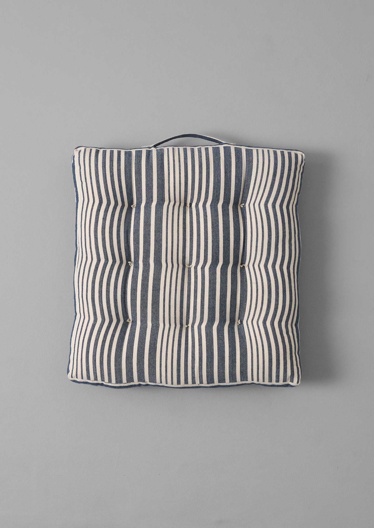 Hand Woven Stripe Seat Pillow | Ecru/Indigo