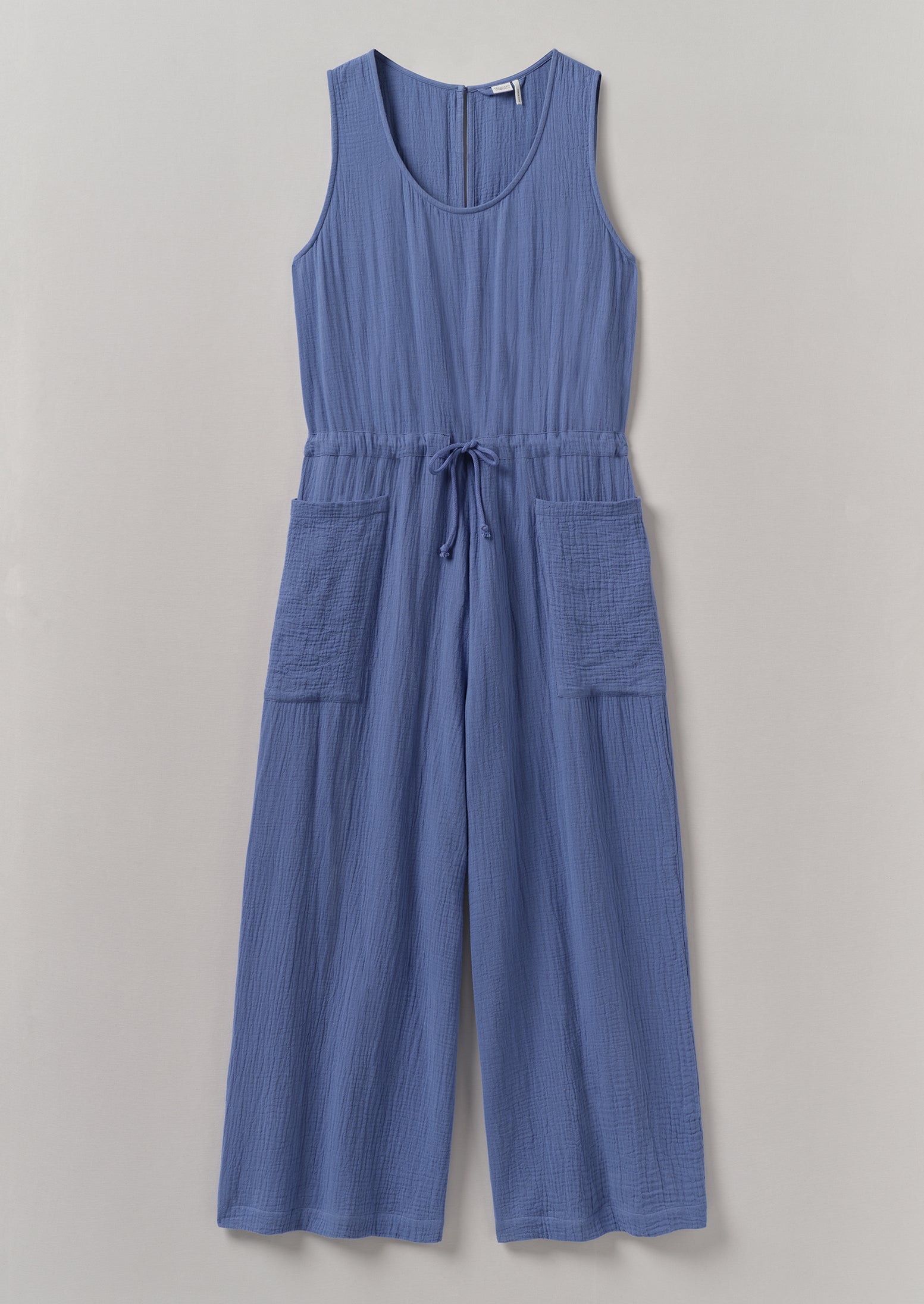 Crinkle Cotton Gauze Jumpsuit | Cornflower