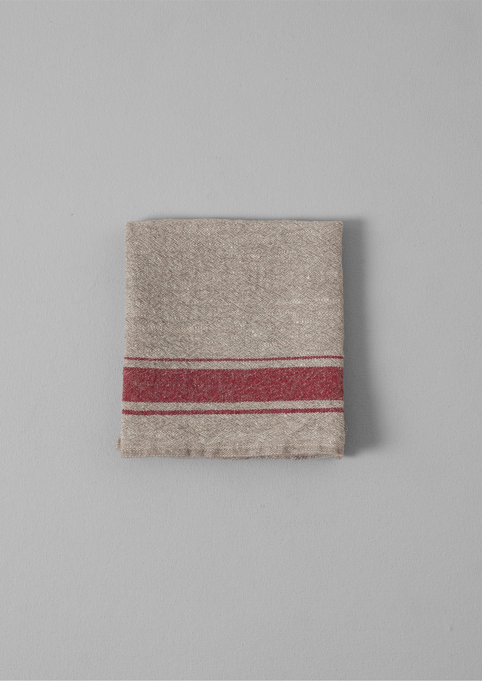 Provencal Stripe Linen Tea Towel | Natural/Red